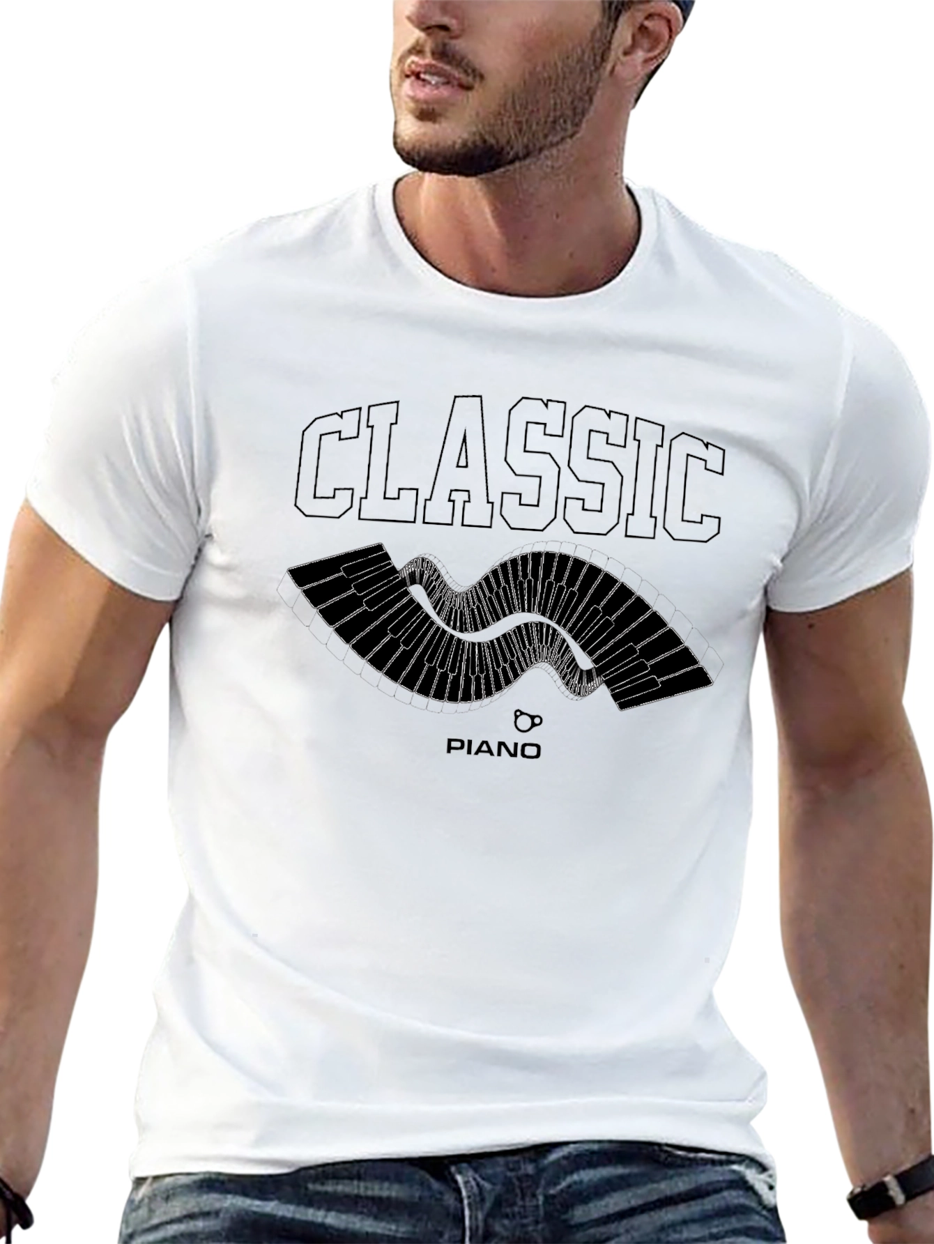 Black Classic Piano T-Shirt - Musical Style view 13