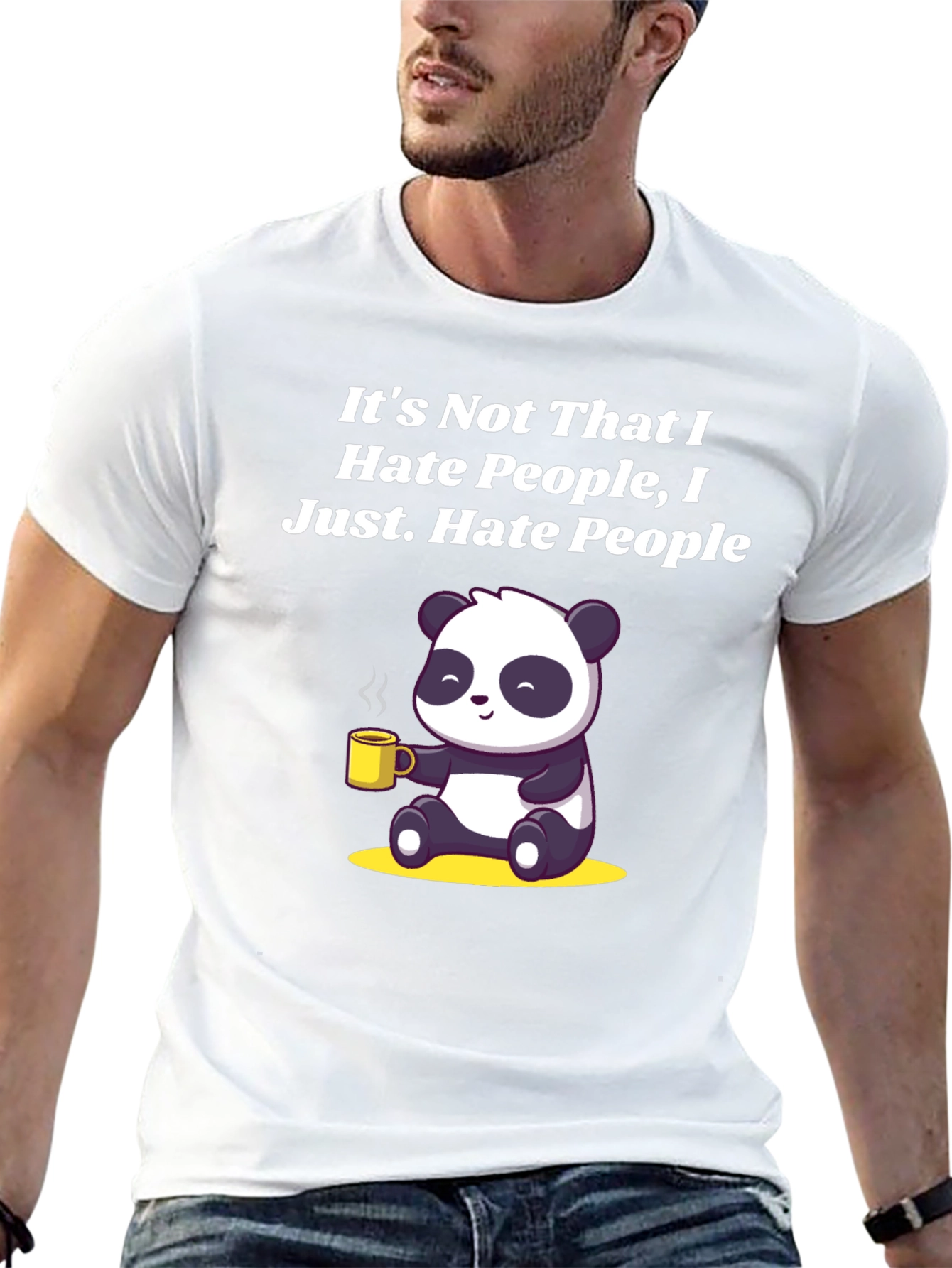 Black Hate People Panda Graphic Tee - Funny, Soft Cotton view 13