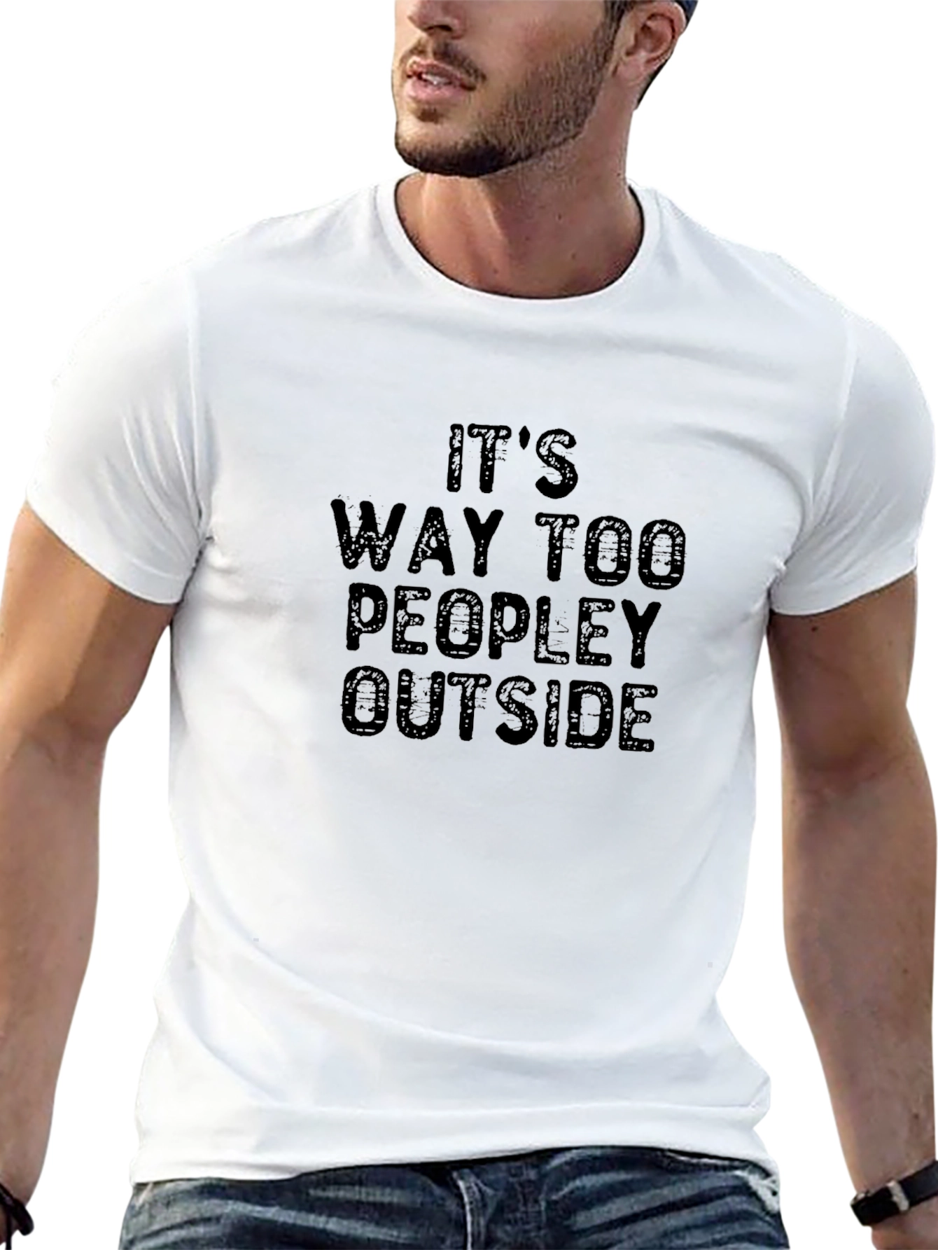 Black It's Way Too Peopley Outside Black Graphic Tee view 13
