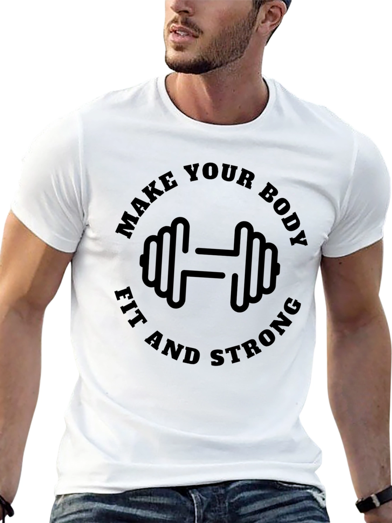 Black Make Your Body Fit and Strong Black T-Shirt view 13