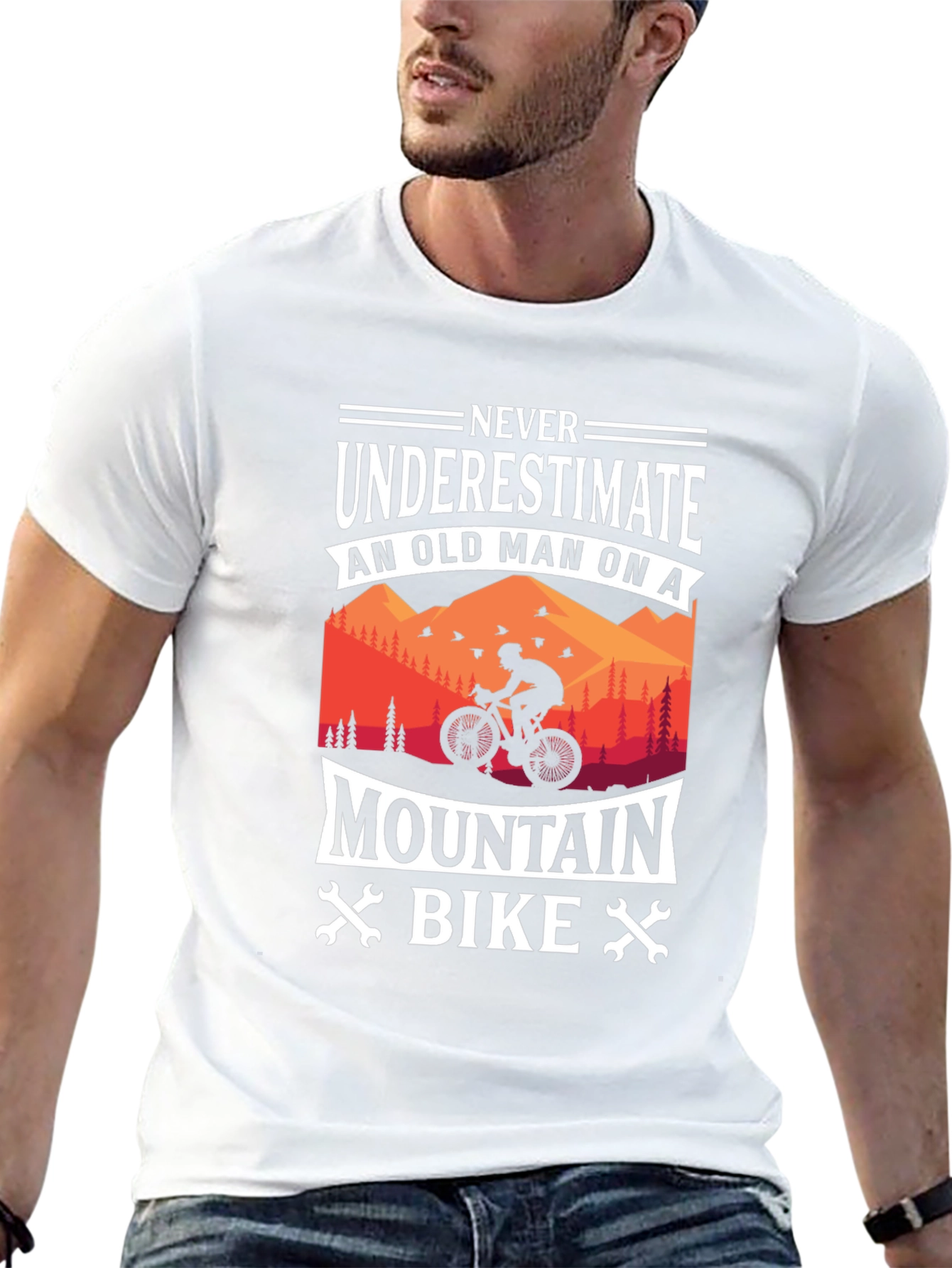 Black Mountain Bike Old Man Graphic T-Shirt view 13