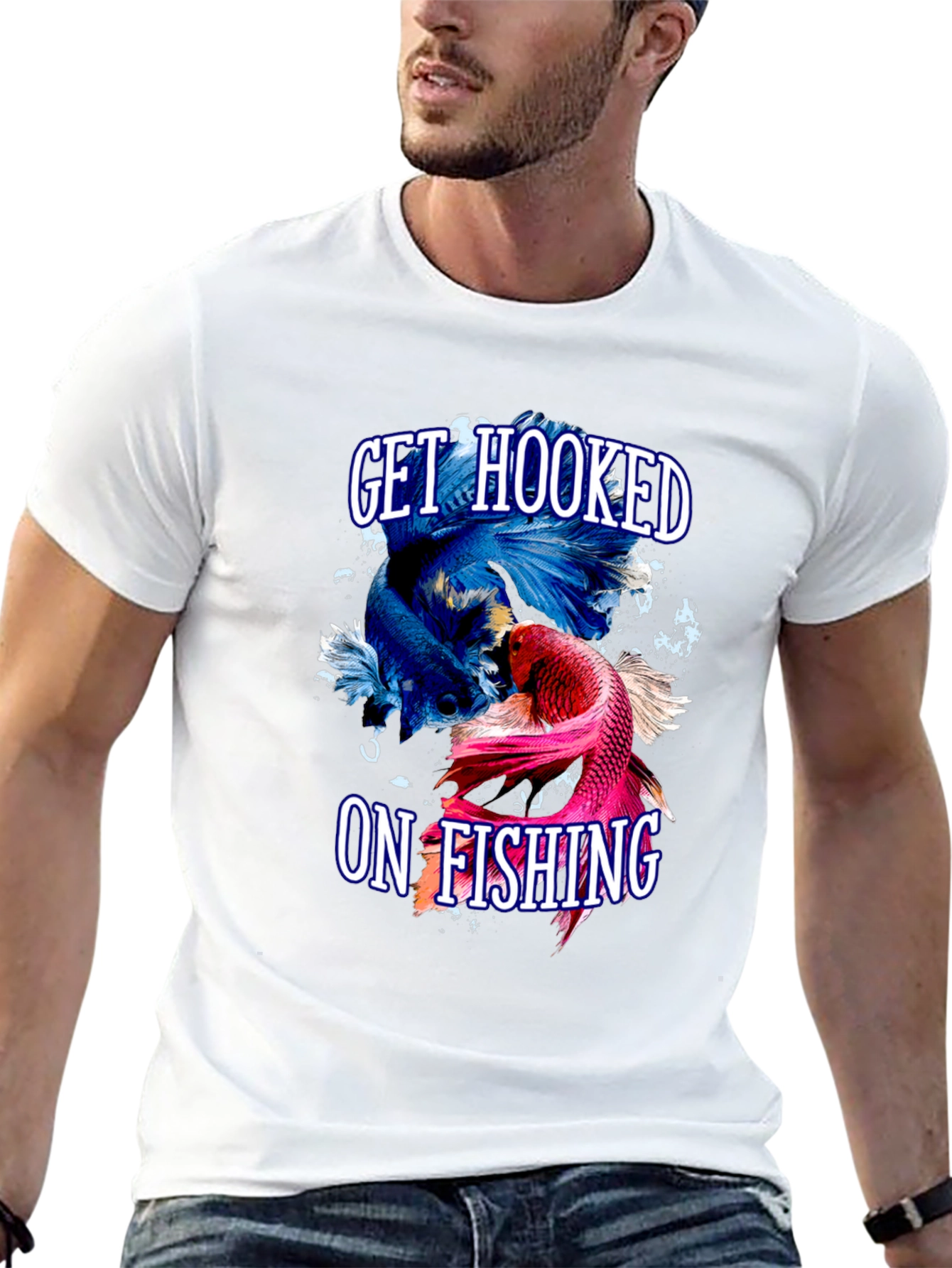 Black Get Hooked On Fishing T-Shirt view 13