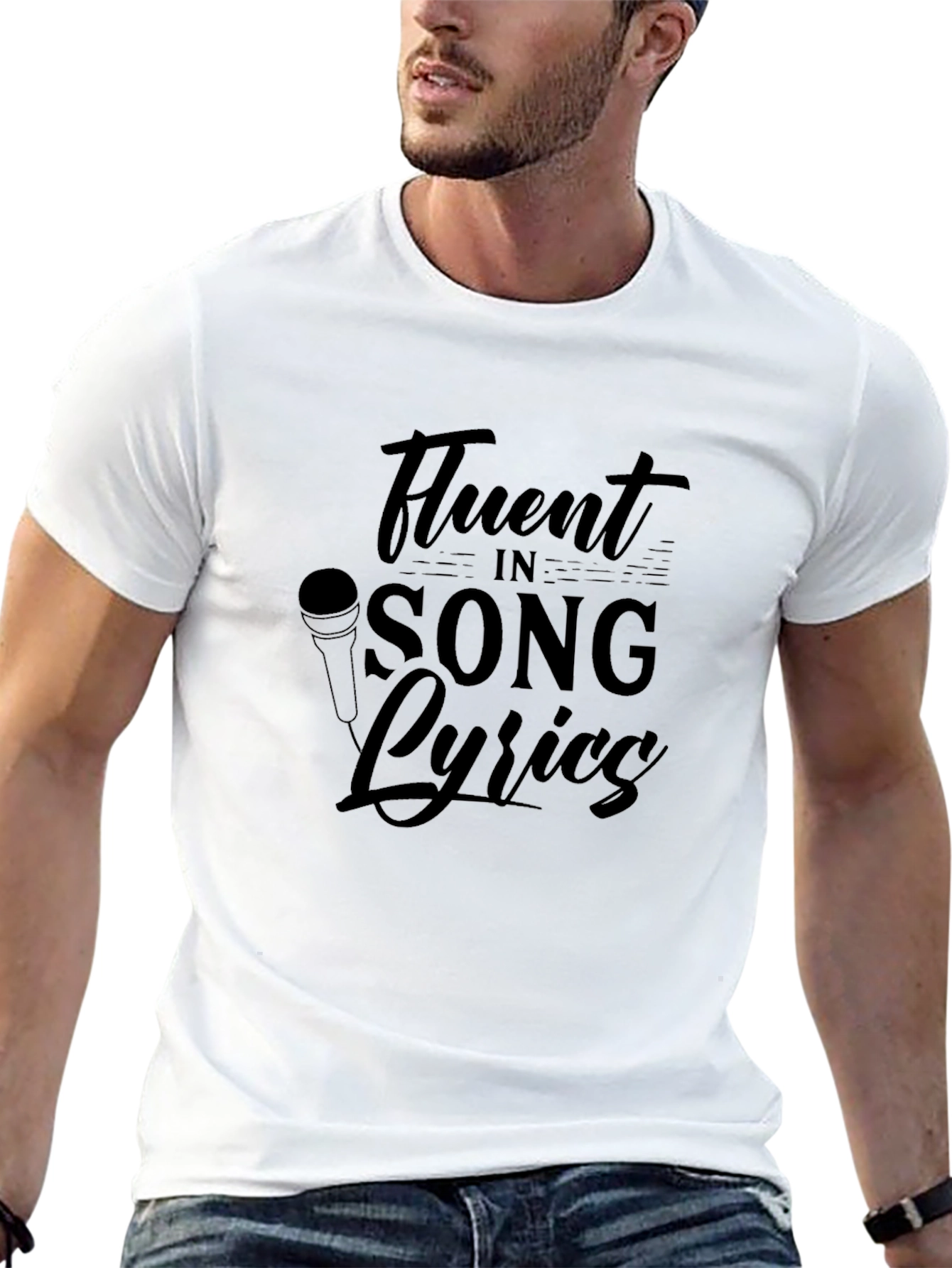 Black Fluent In Song Lyrics Graphic T-Shirt view 13