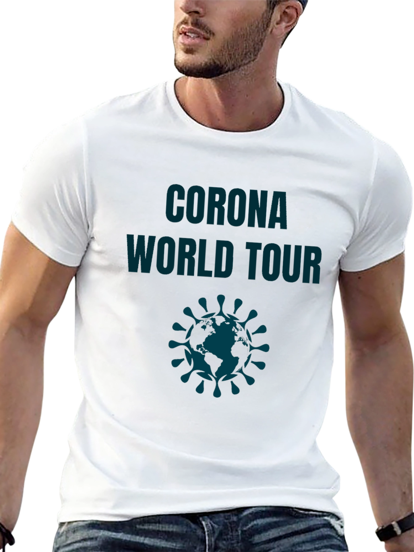 Black Corona World Tour Graphic Tee - Novelty T-Shirt view 13