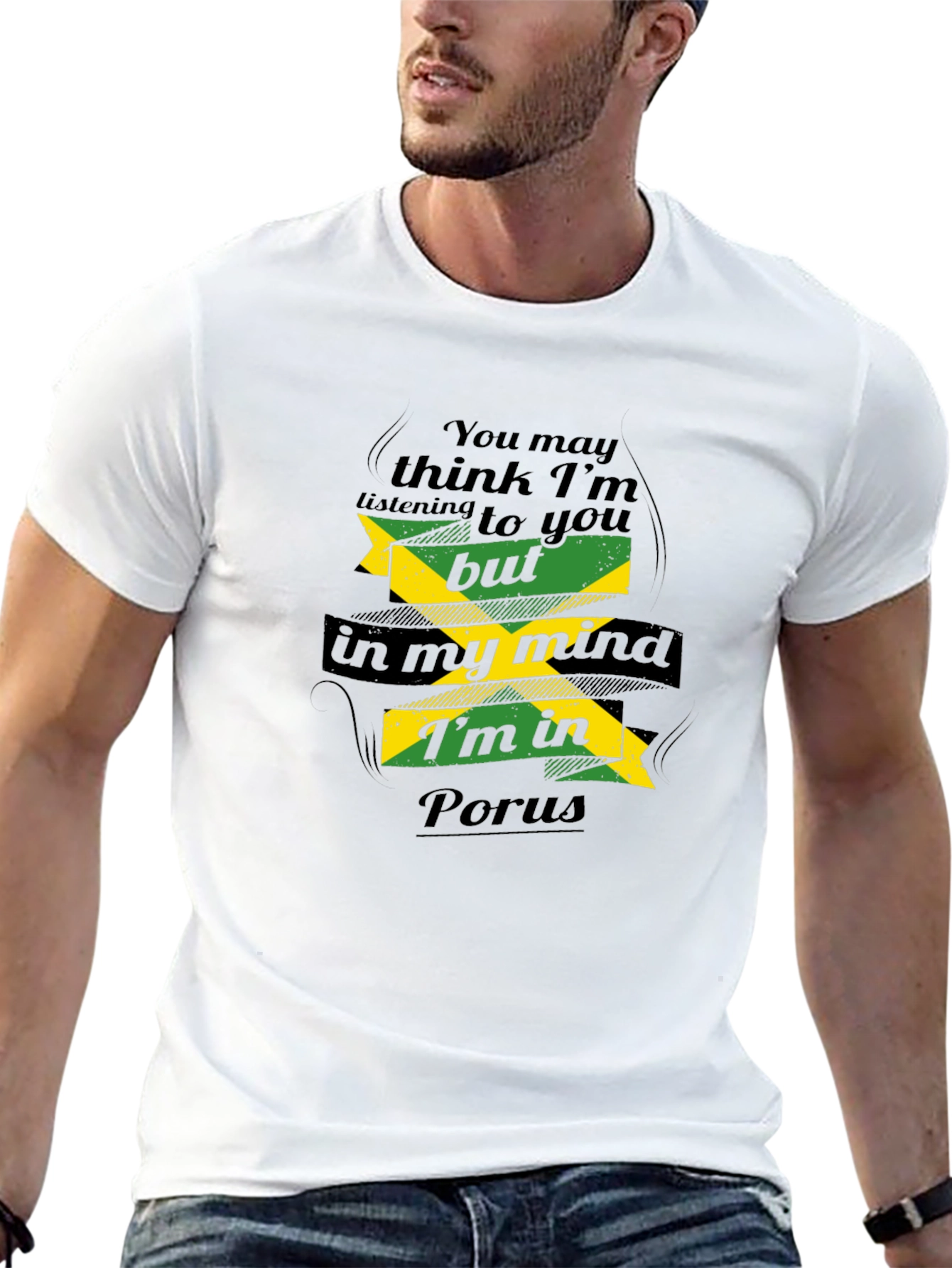 Jamaican Flag T-Shirt: Thinking of Porus - 13