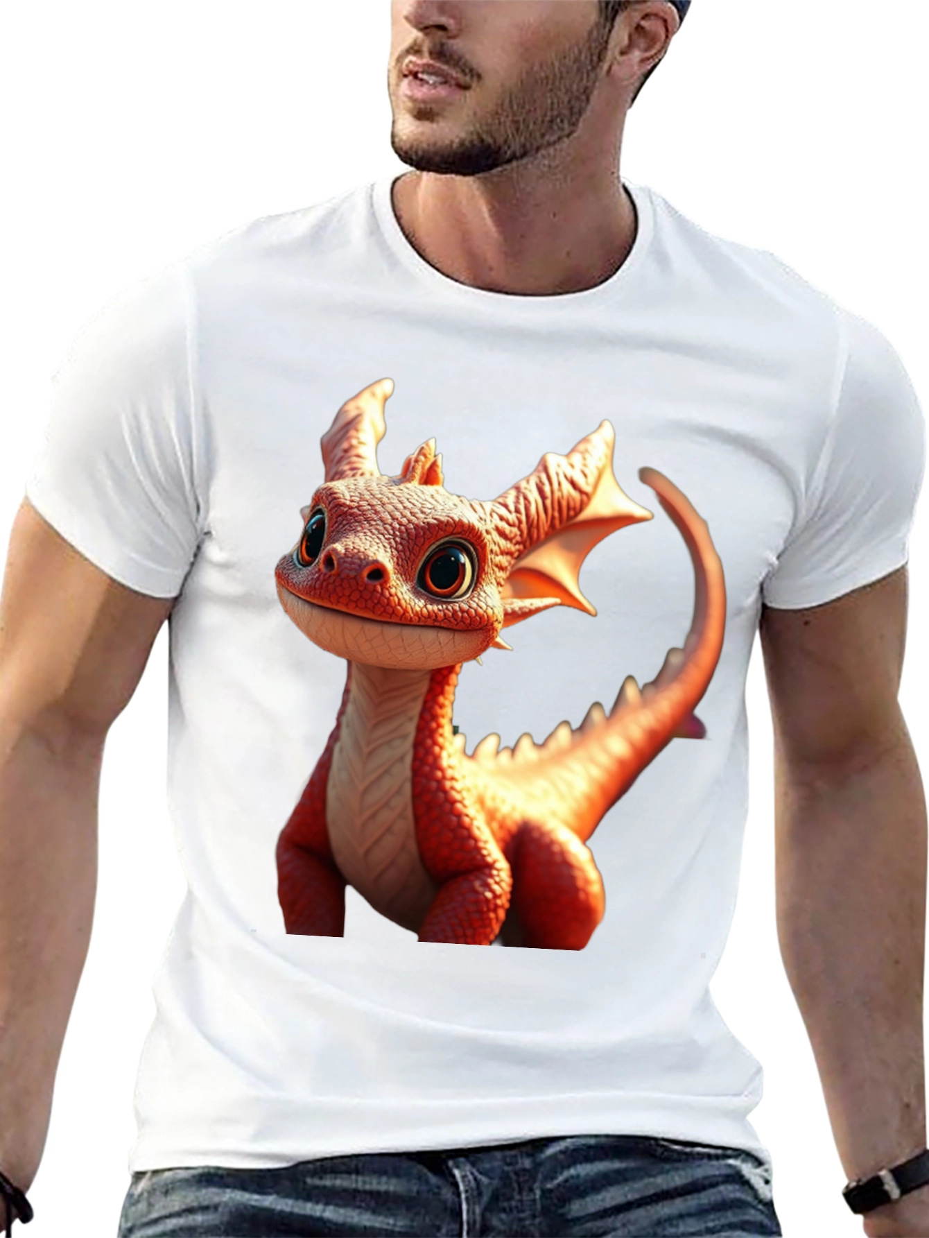 Black Cute Dragon Graphic Tee - Black Cotton Comfort view 13