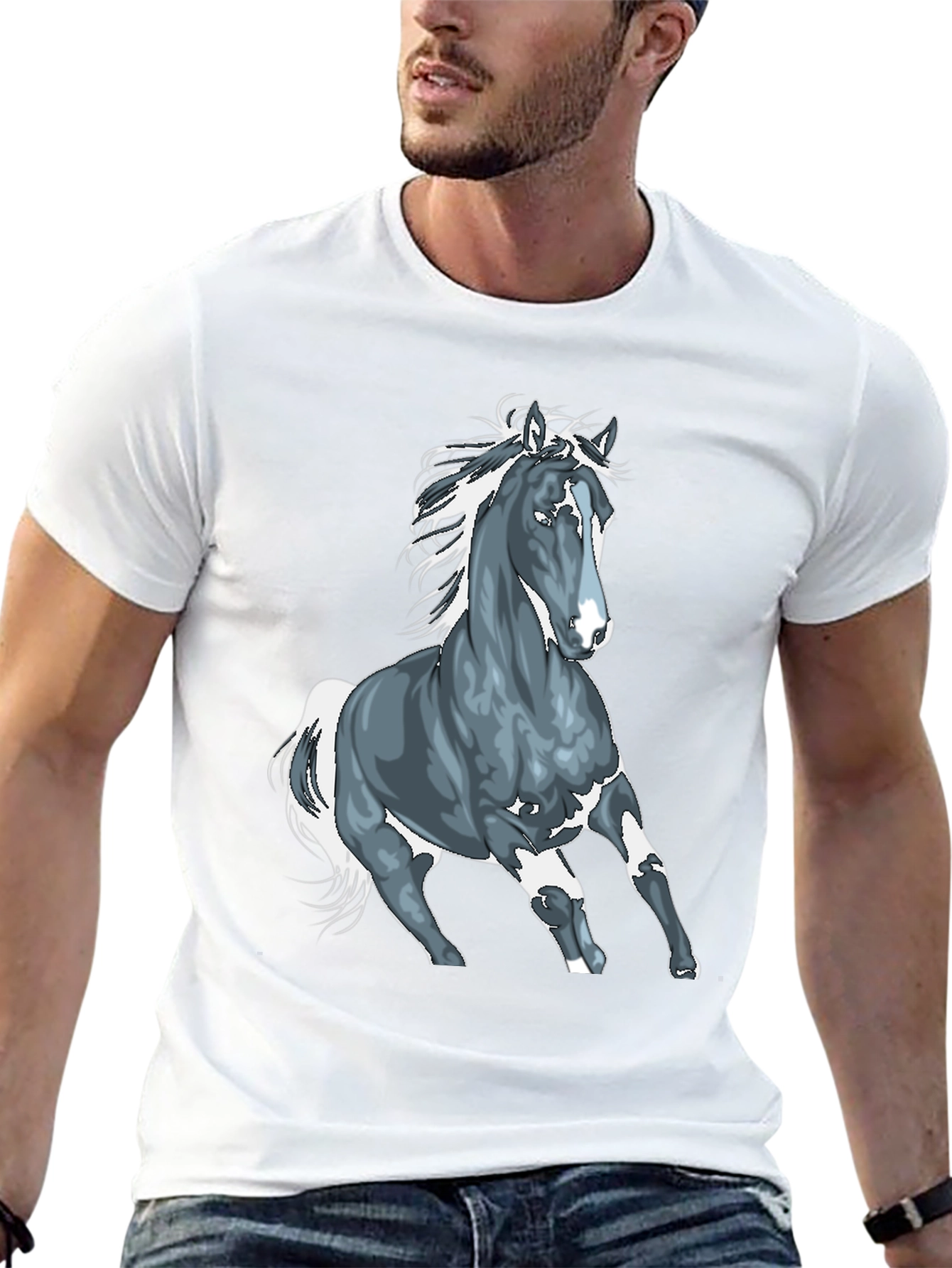 Black Horse Graphic T-Shirt - Black Cotton Tee view 13