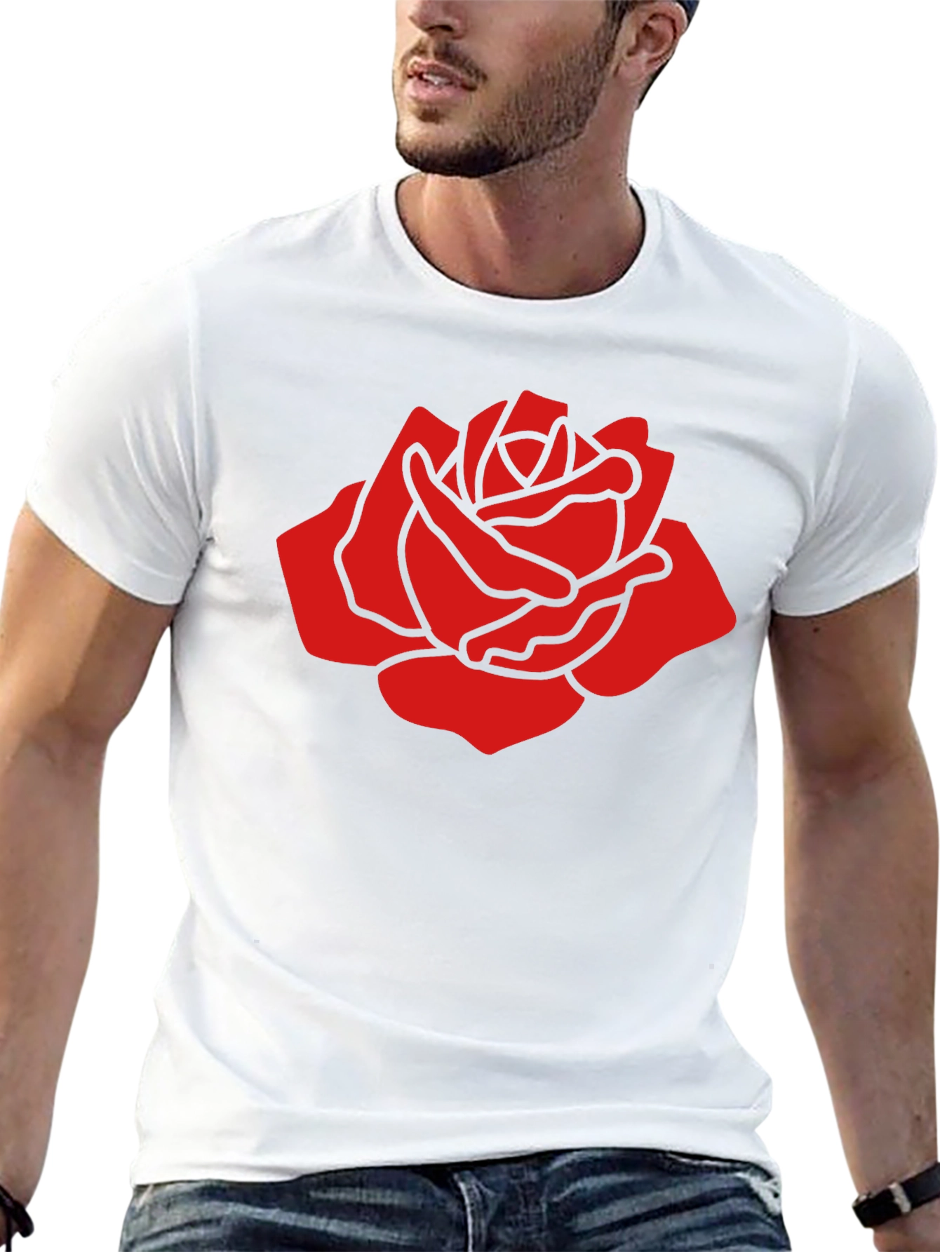Black Bold Red Rose Graphic T-Shirt view 13