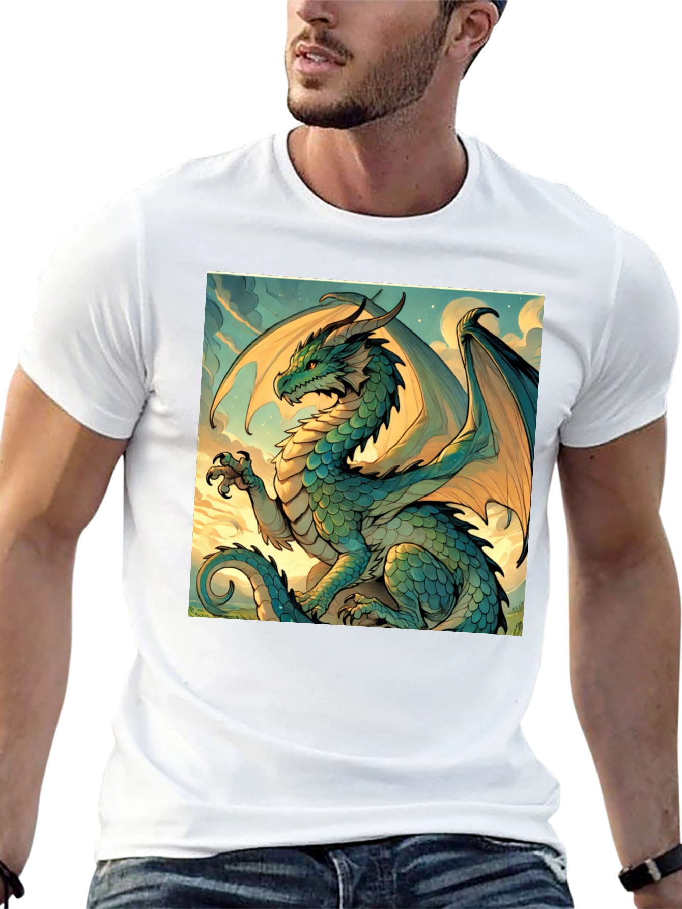 Black Dragon Graphic Tee - Mythical Creature Art Shirt view 13