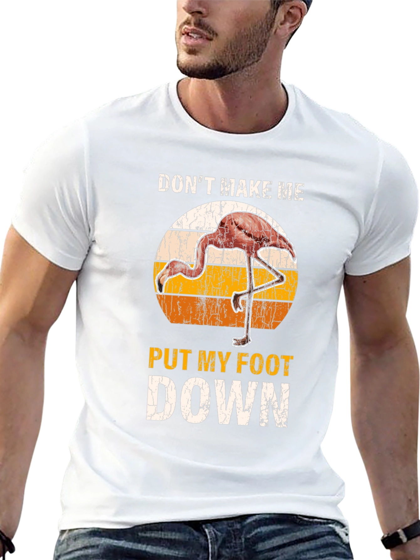 Black Don't Make Me Put My Foot Down Flamingo Graphic Tee view 13