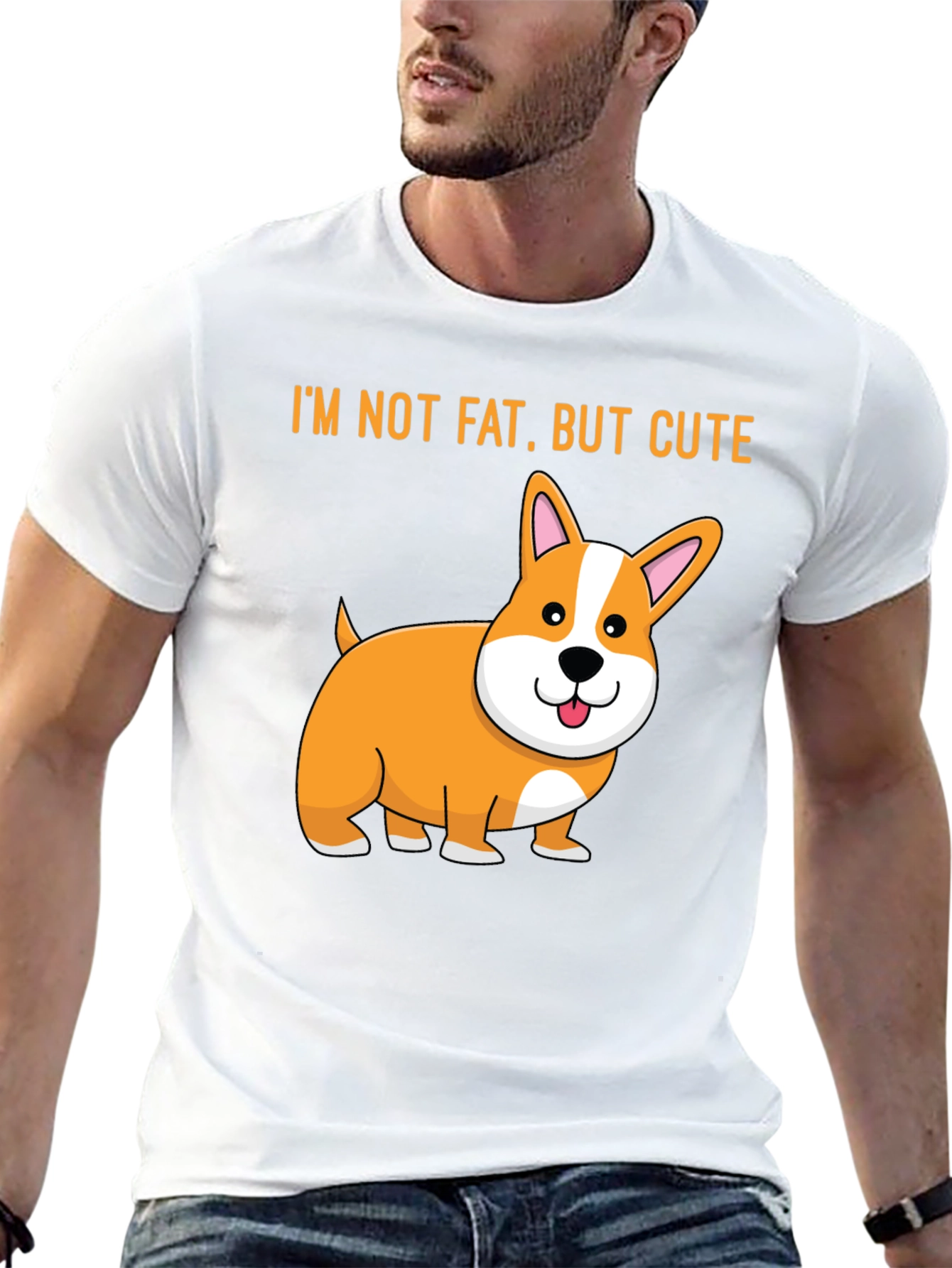 Black Cute Corgi T-Shirt - I'm Not Fat, But Cute view 13