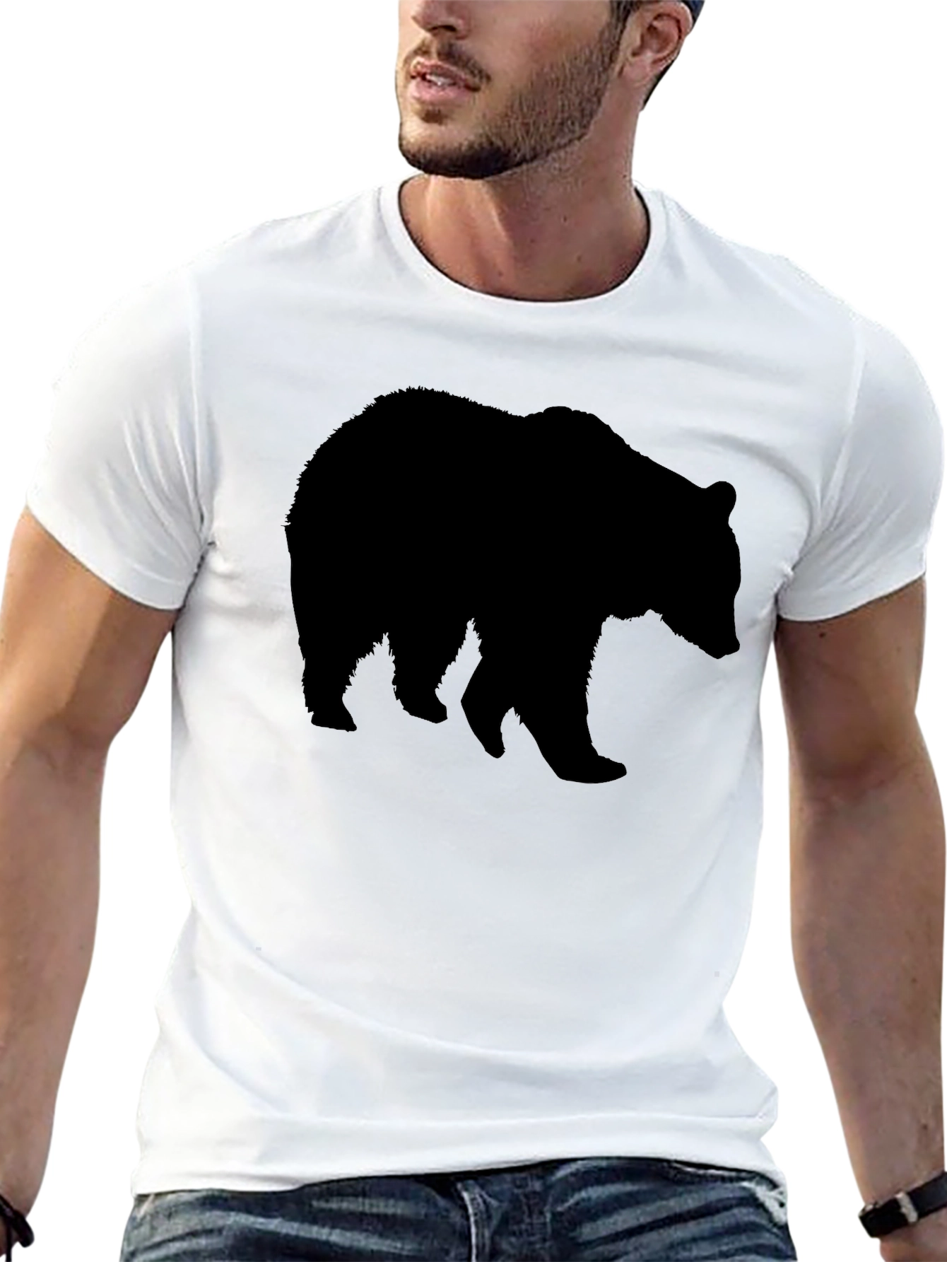 Black Bear Silhouette Black T-Shirt view 13