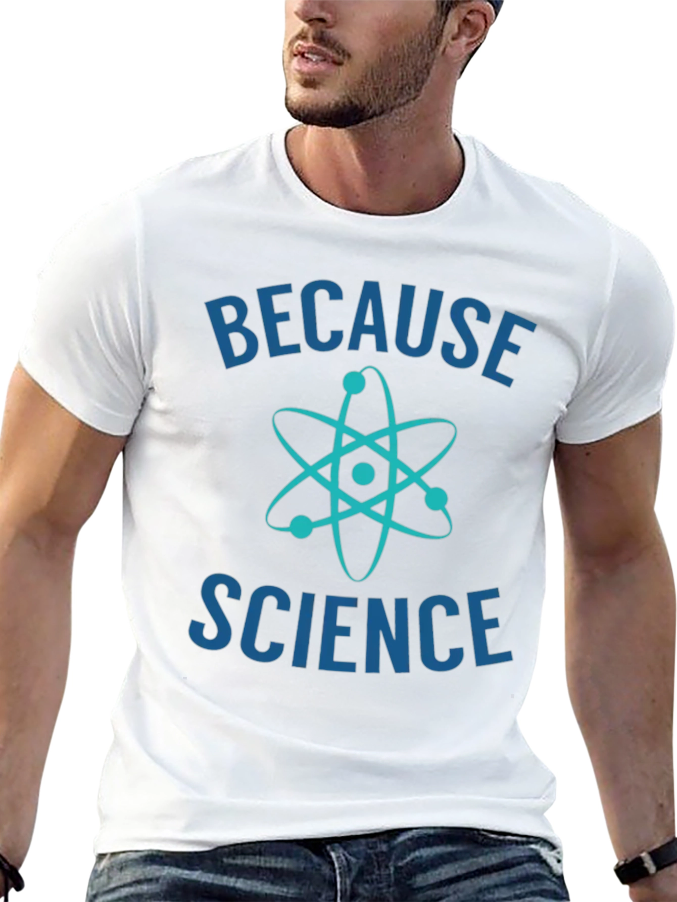 Black Because Science T-Shirt - Cool Atom Design view 13