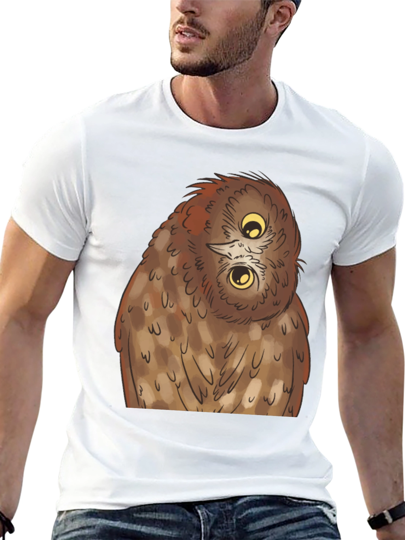 Black Owl Graphic Tee - Quirky Black T-Shirt view 13