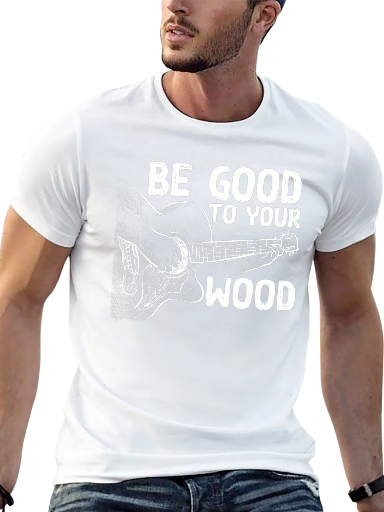 Black Be Good To Your Wood Guitar T-Shirt view 13