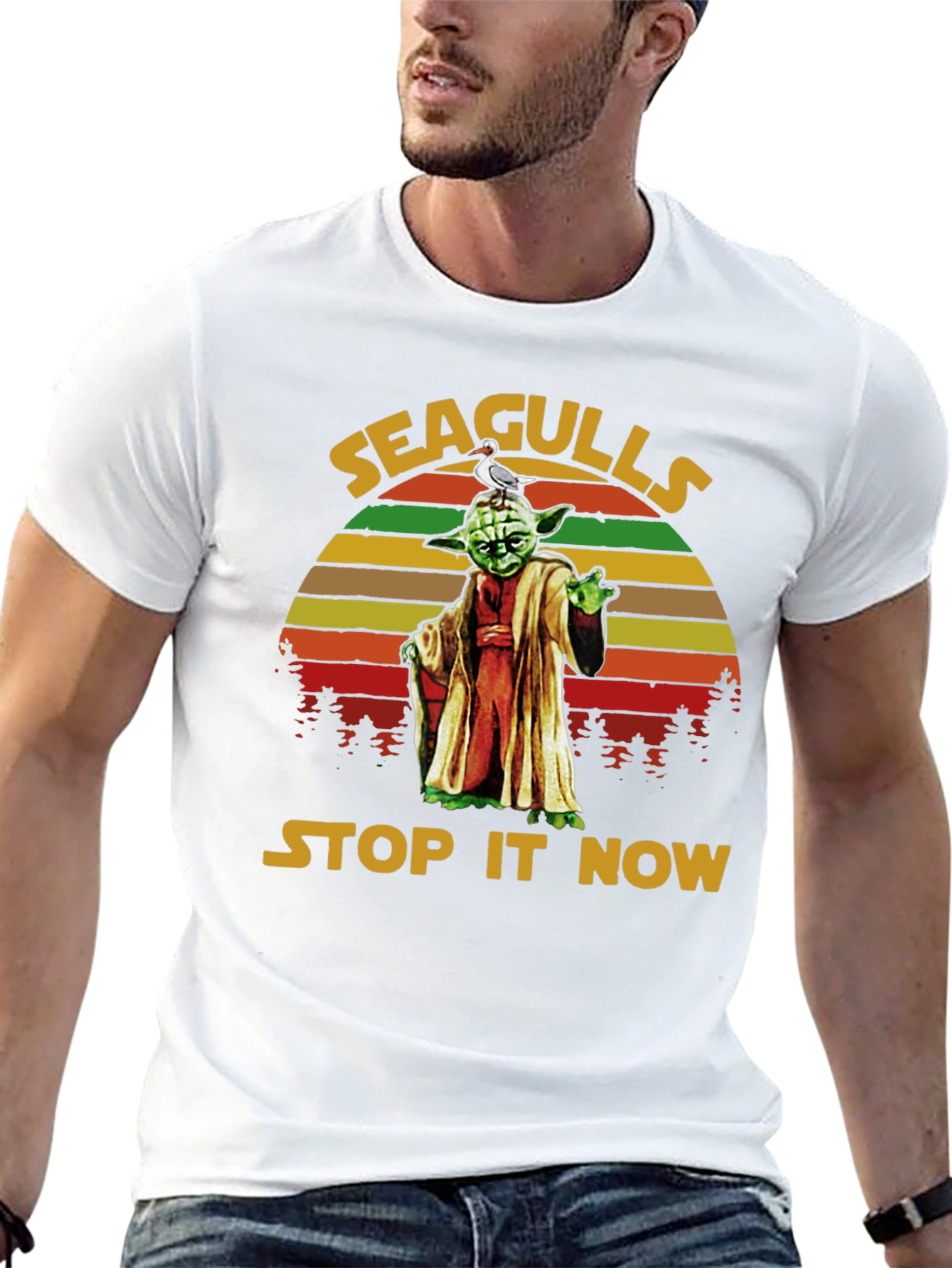 Black Seagulls Stop It Now Yoda T-Shirt view 13