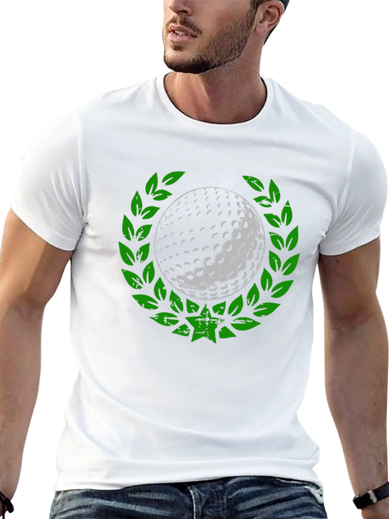 Black Golf Ball Laurel Wreath Graphic T-Shirt view 13