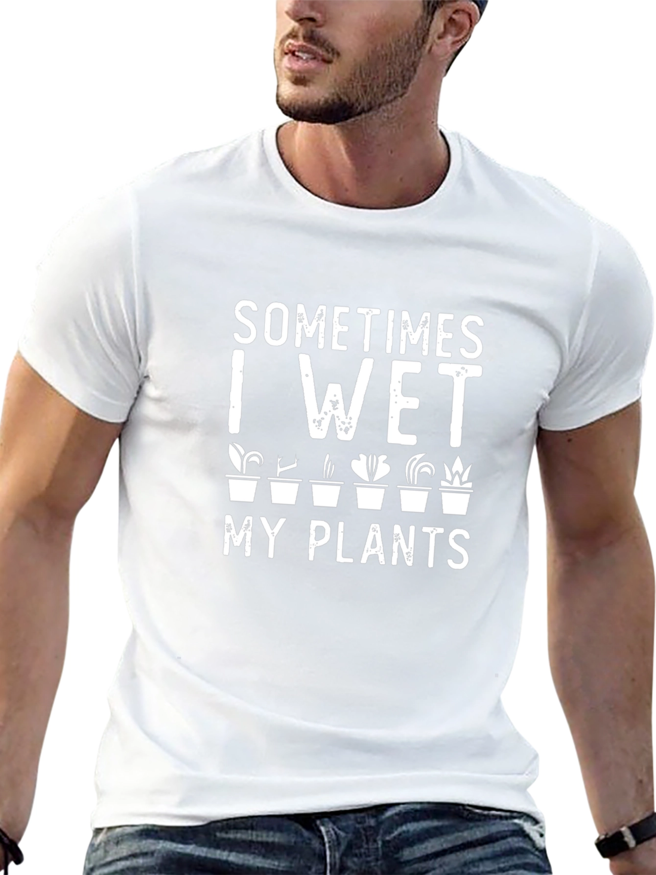 Black Sometimes I Wet My Plants T-Shirt view 13