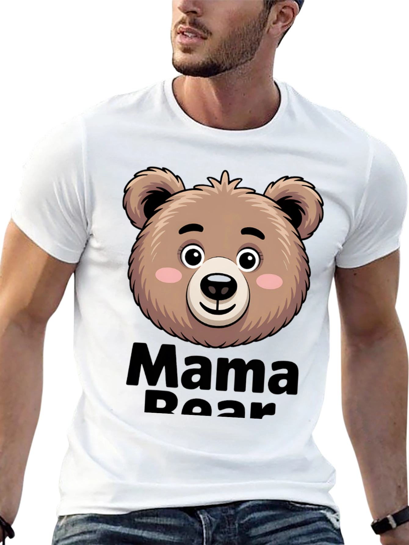 Black Mama Bear T-Shirt Cute Bear Face view 13