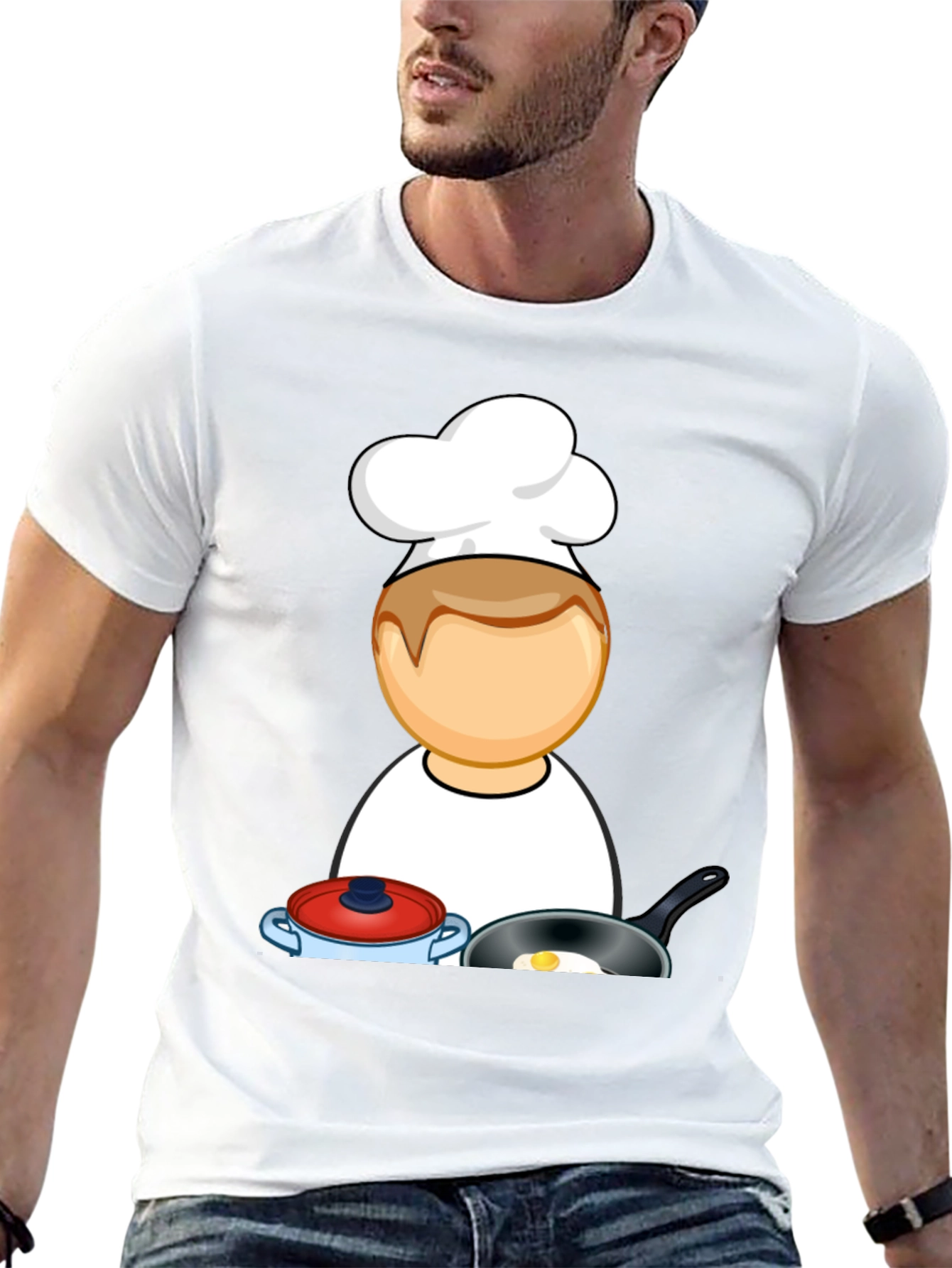 Chef Cartoon Black T-Shirt - Cooking Fun! - 13