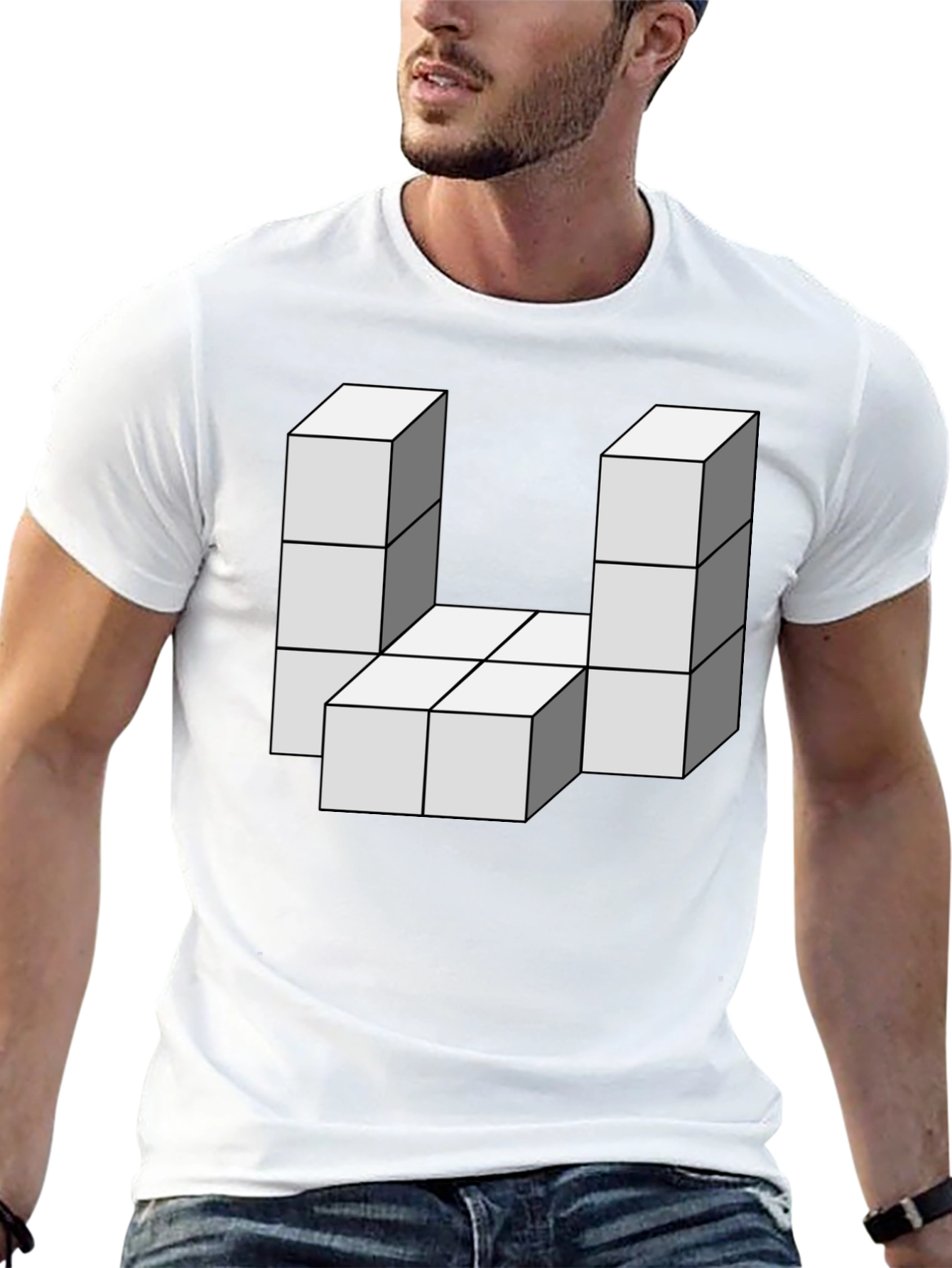 Black Optical Illusion Block T-Shirt - Black view 13