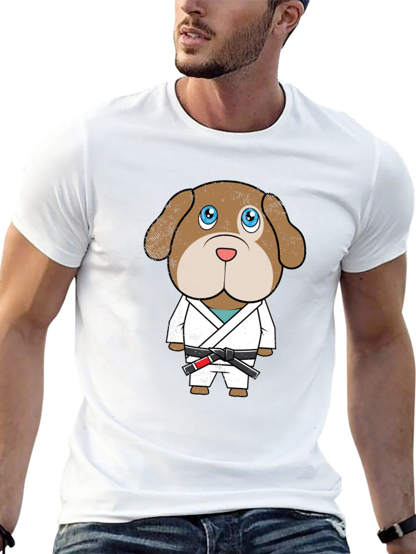 Black Dog Jiu Jitsu T-Shirt - Cartoon Graphic Tee view 13