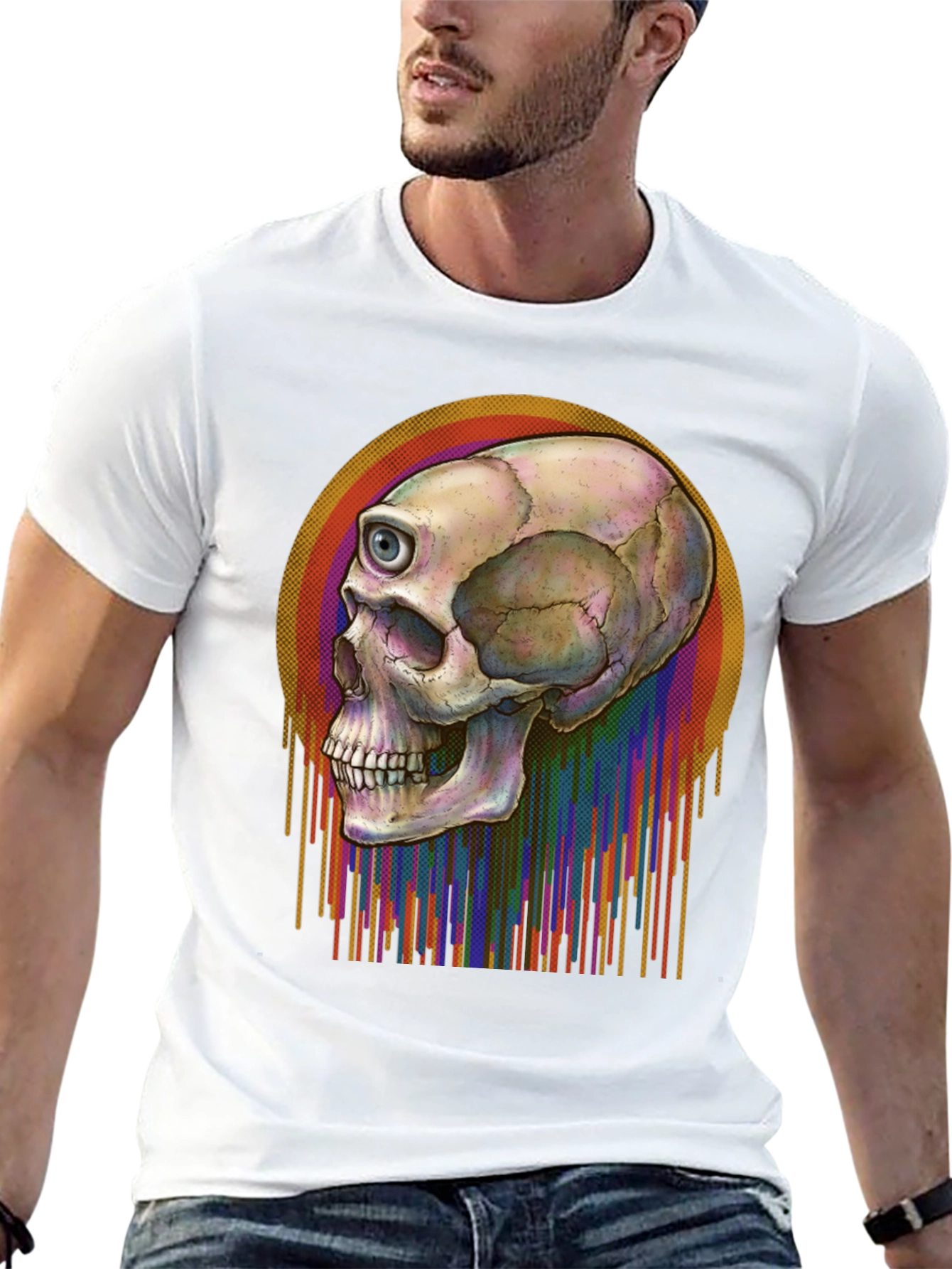 Black One-Eyed Skull Tee - Men's Graphic T-Shirt view 13