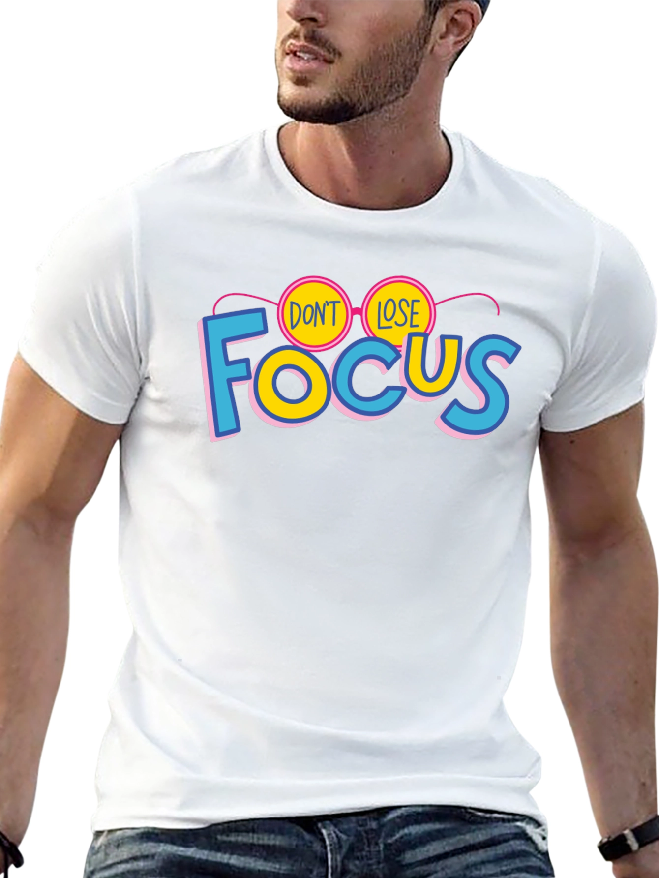 Black Don't Lose Focus Graphic T-Shirt - Stylish Cotton Tee view 13