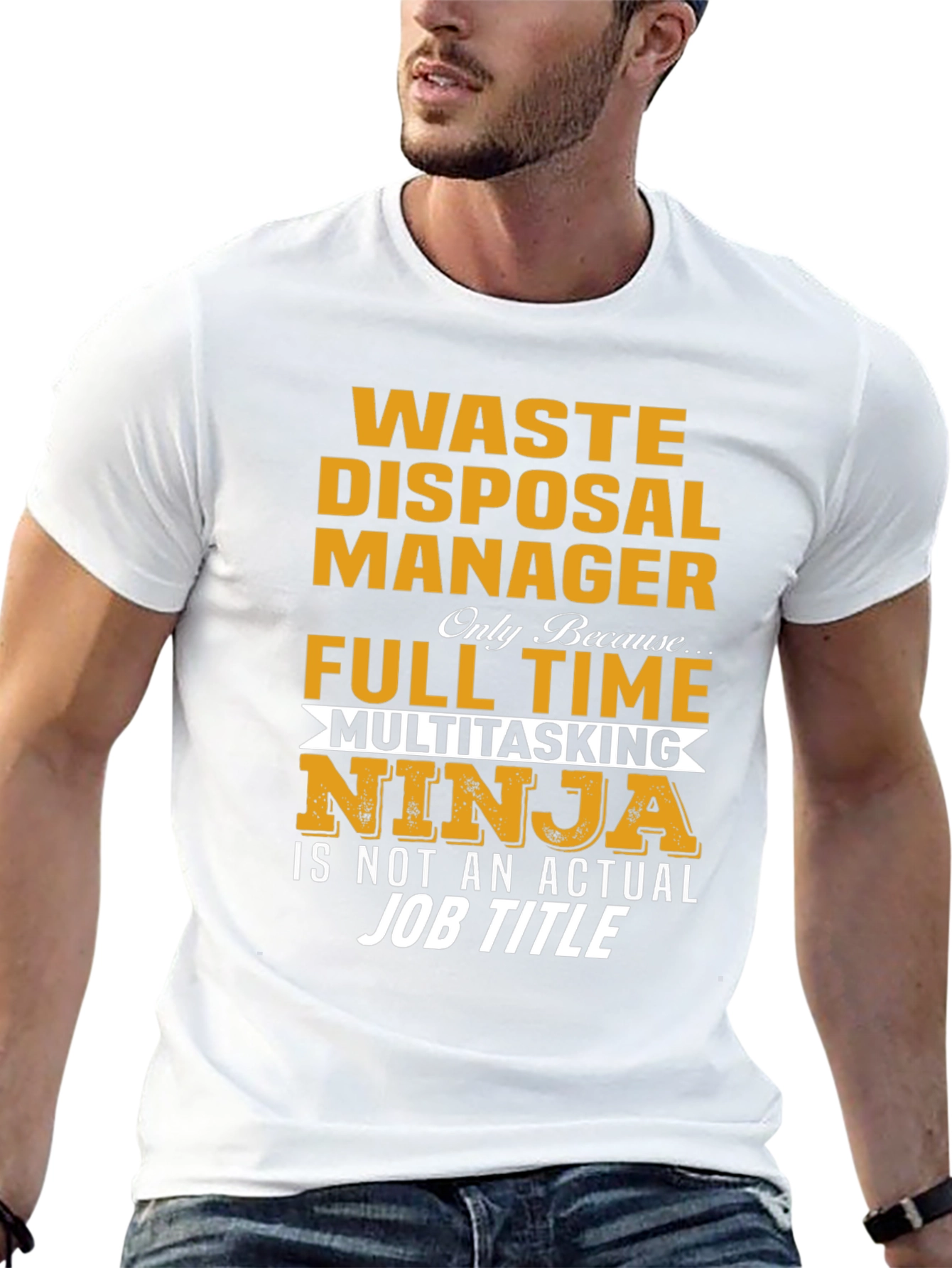 Black Waste Disposal Manager Ninja T-Shirt view 13