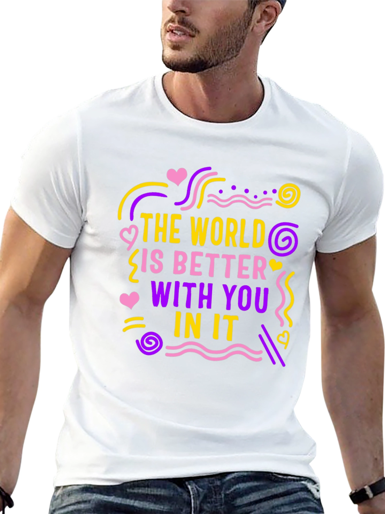 Black The World Is Better With You T-Shirt view 13