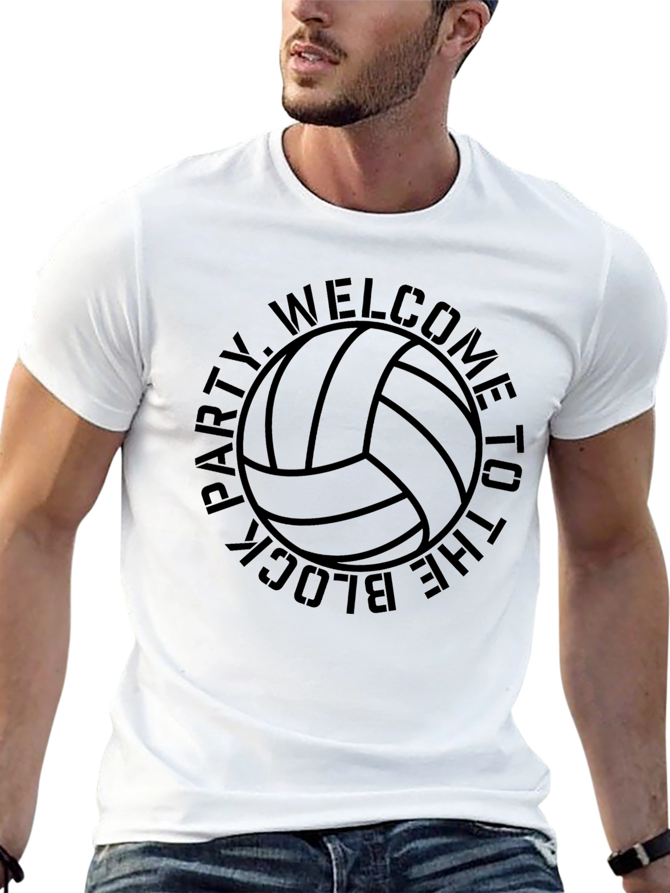 Black Welcome To The Block Party Volleyball T-Shirt view 13