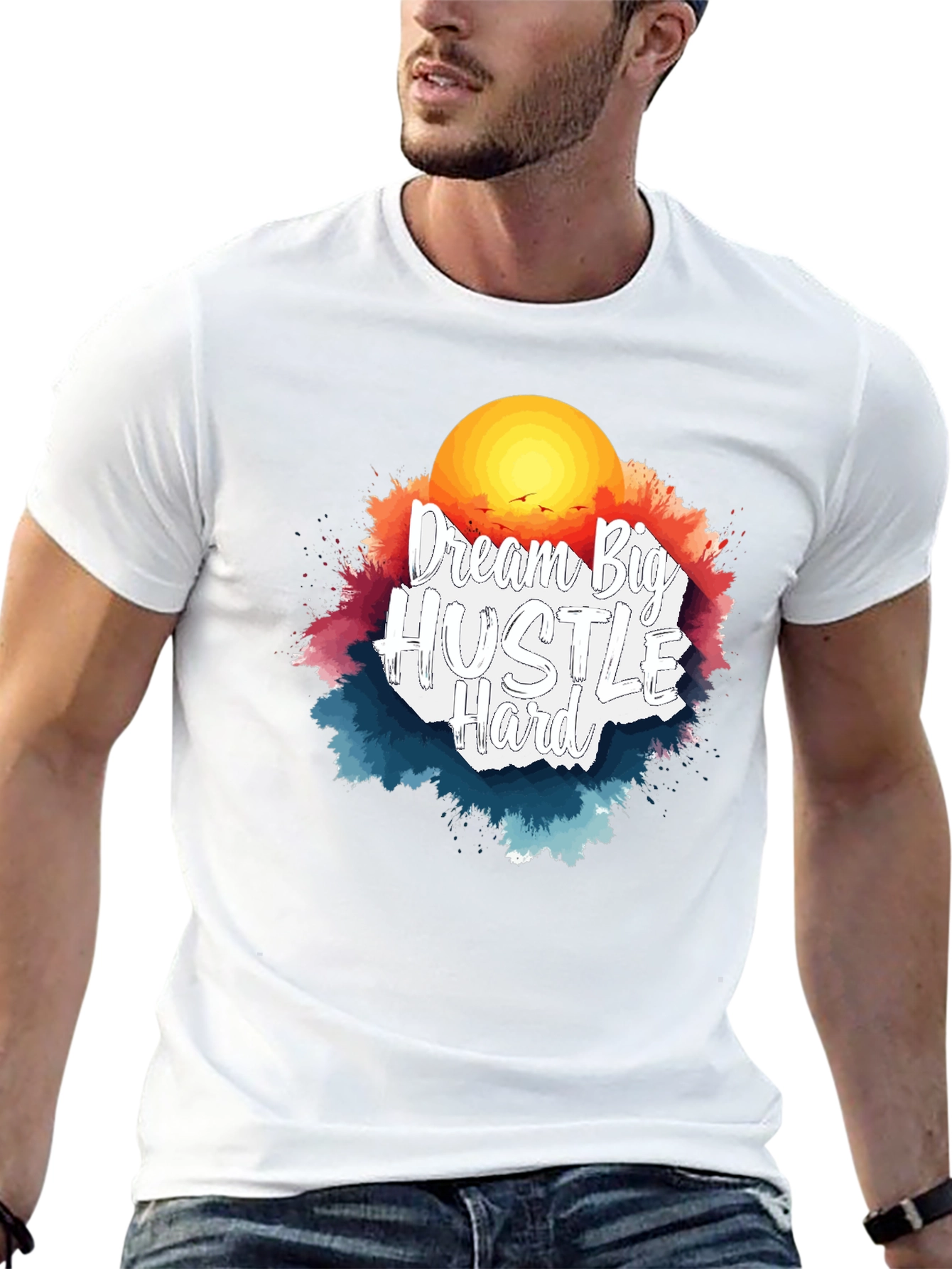 Black Dream Big Hustle Hard Graphic T-Shirt view 13