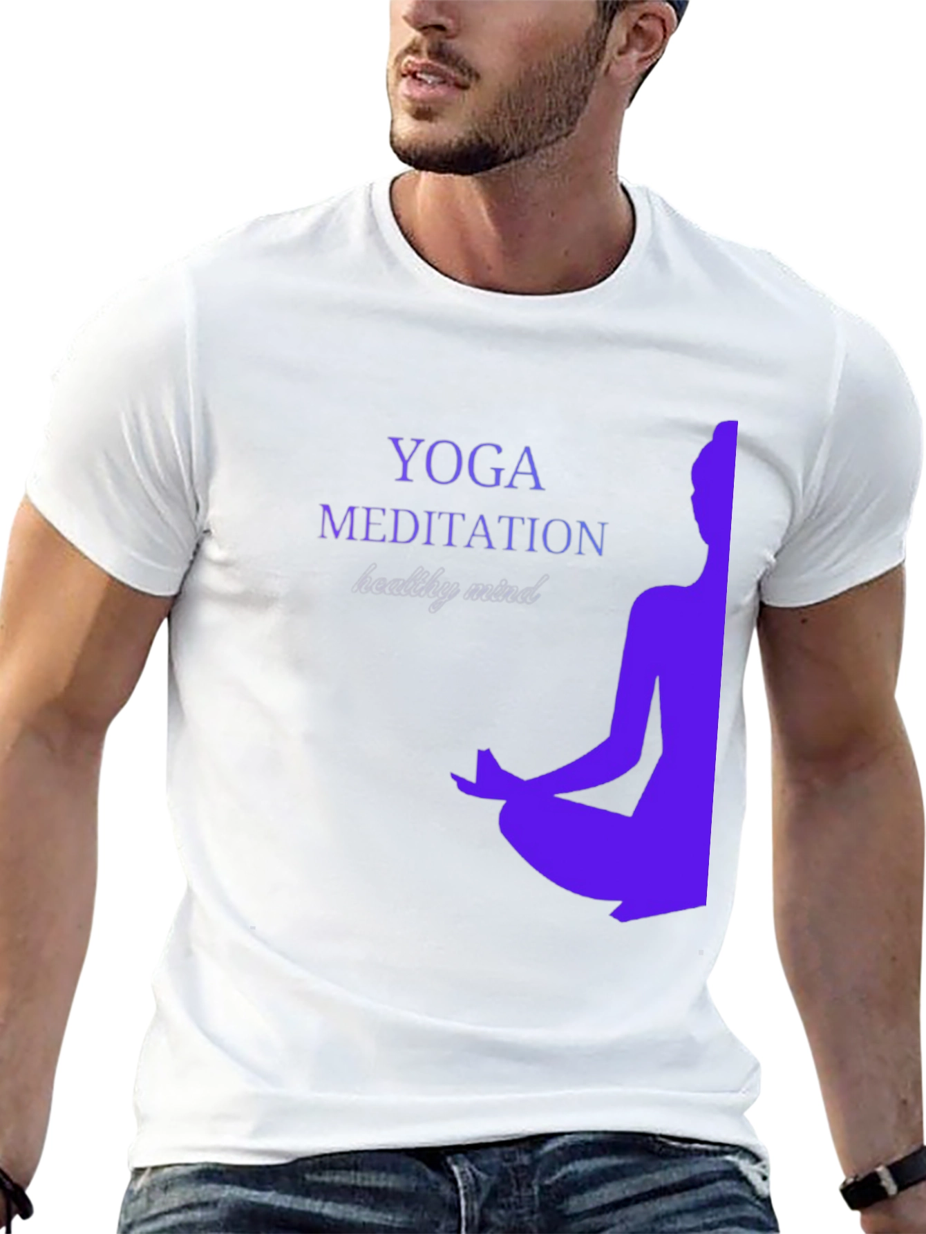 Black Yoga Meditation T-Shirt - Healthy Mind Design view 13