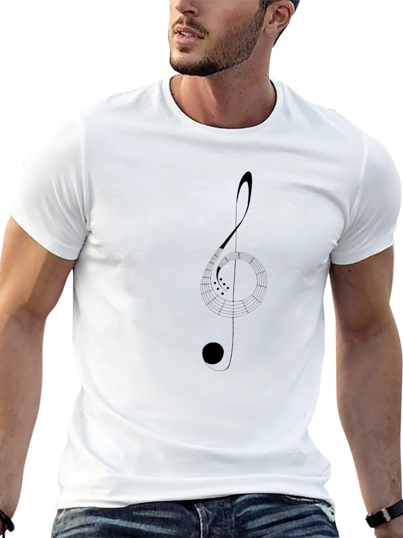 Black Music Note Graphic Print Black T-Shirt view 13