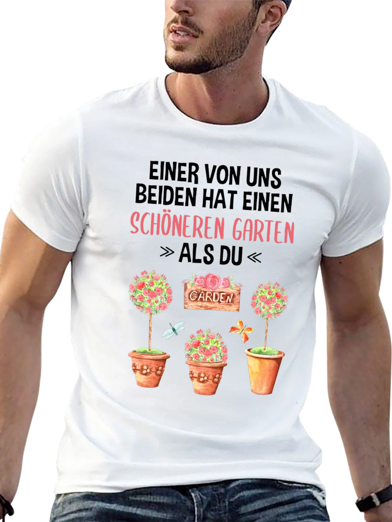 Black Funny Gardener T-Shirt: "Schöneren Garten" Design view 13