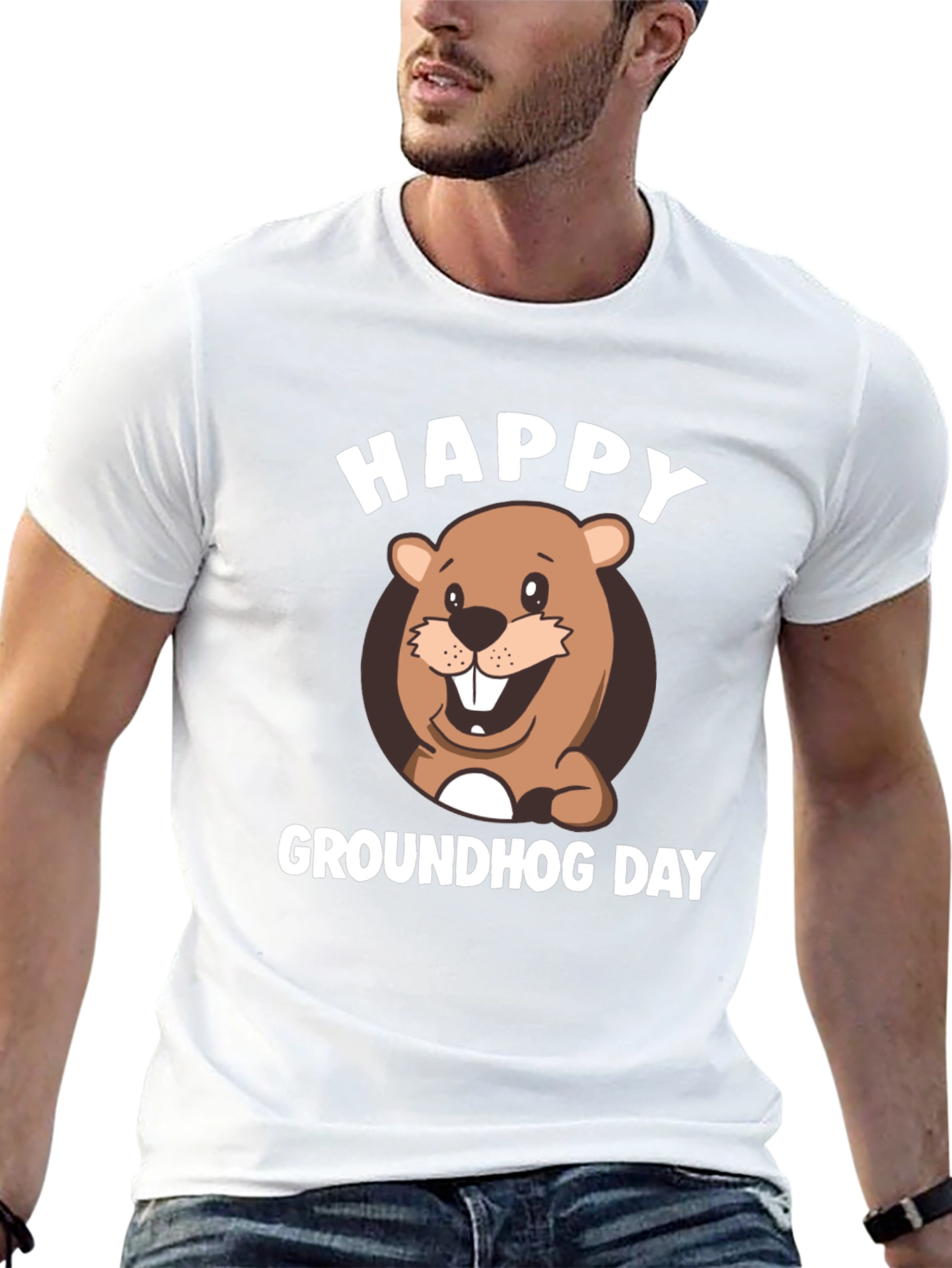 Black Happy Groundhog Day T-Shirt view 13