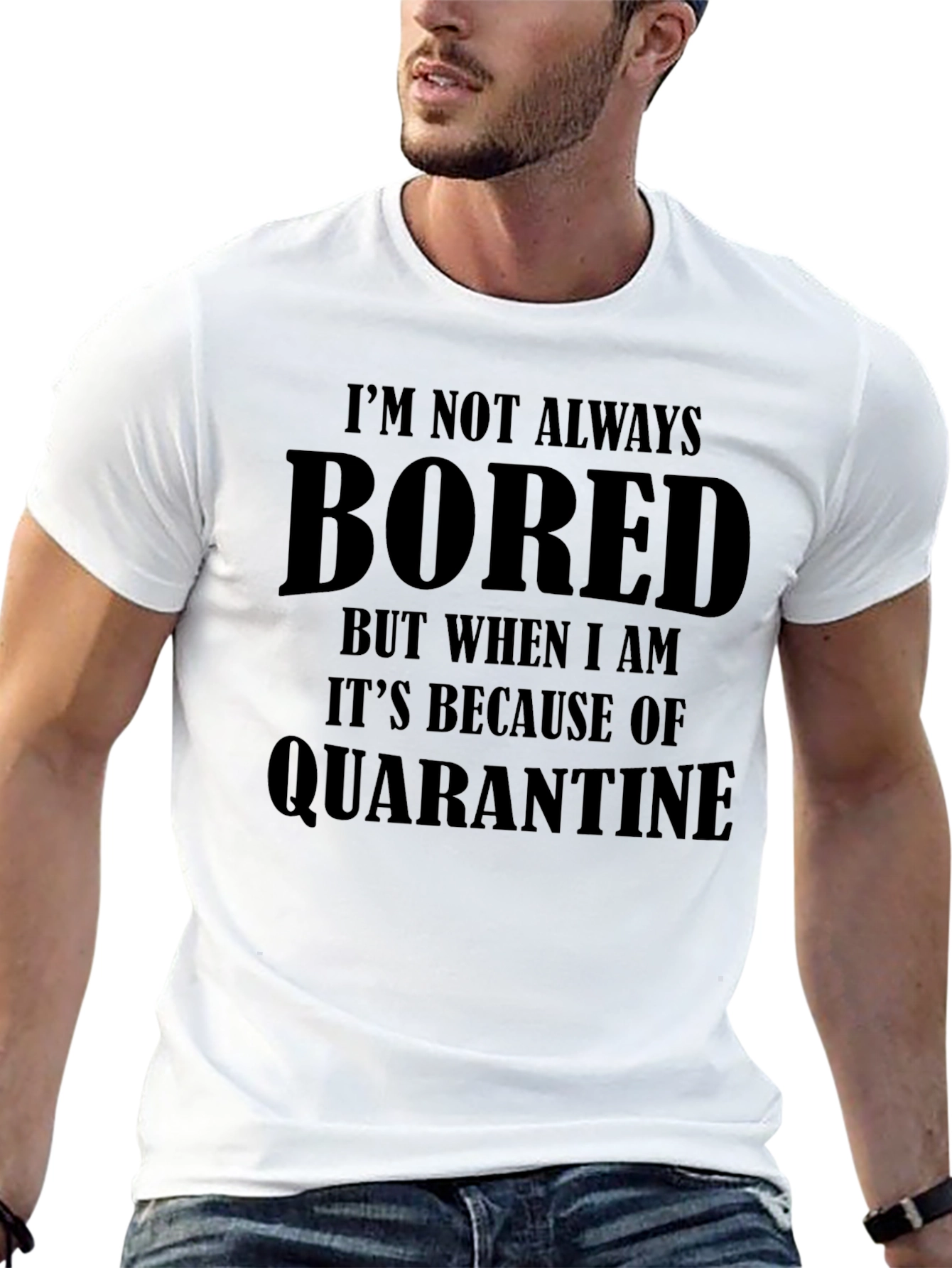 Black Bored During Quarantine Graphic T-Shirt view 13