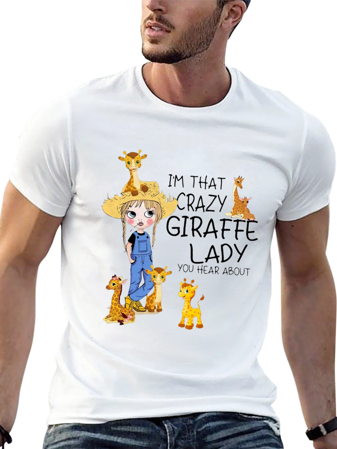 Black Crazy Giraffe Lady Graphic Tee view 13