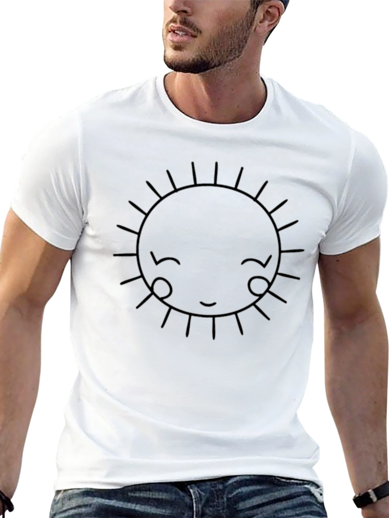 Black Cute Sun Graphic Tee - Men's Black T-Shirt view 13