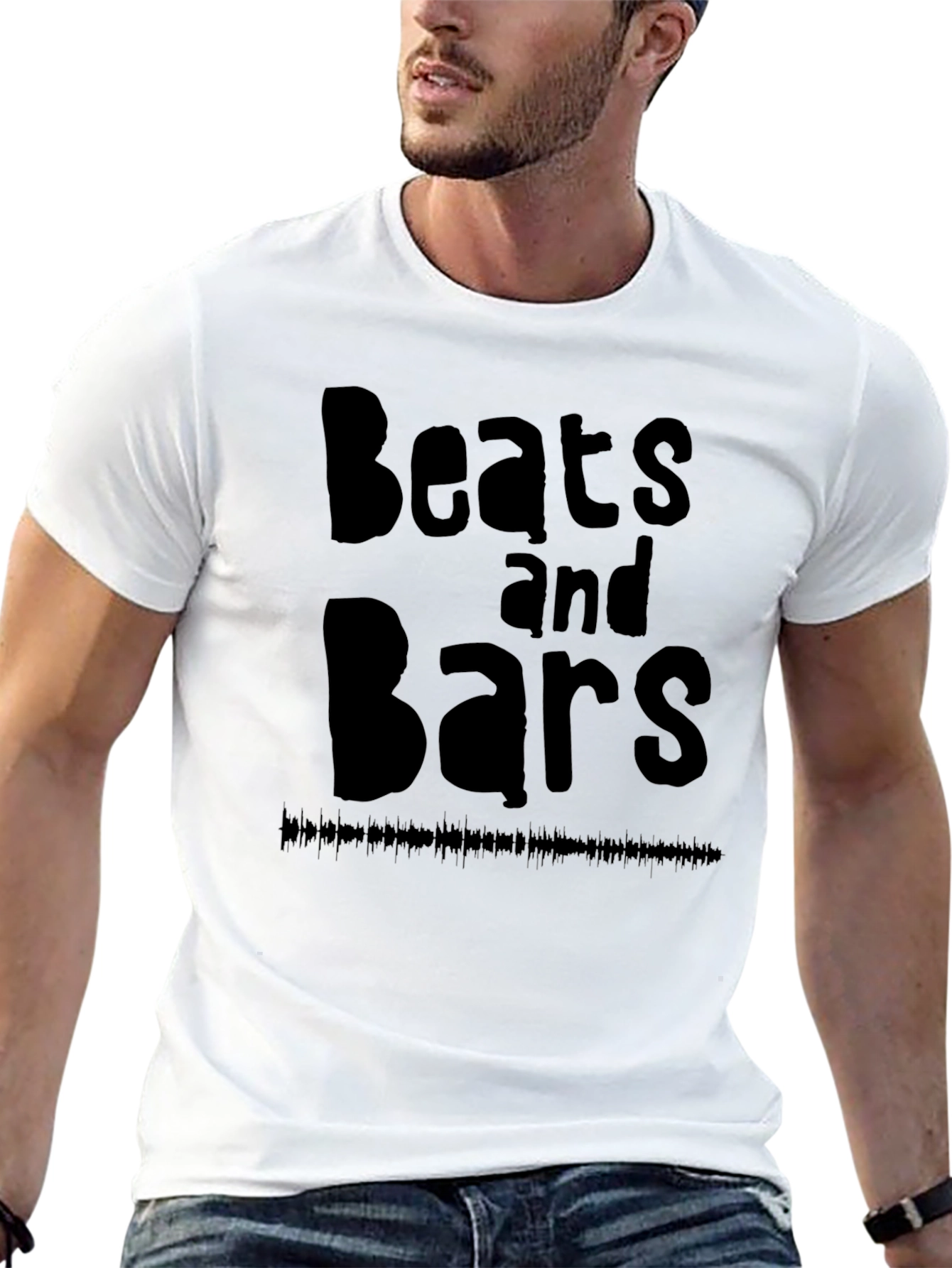 Black Beats and Bars Black Graphic T-Shirt view 13