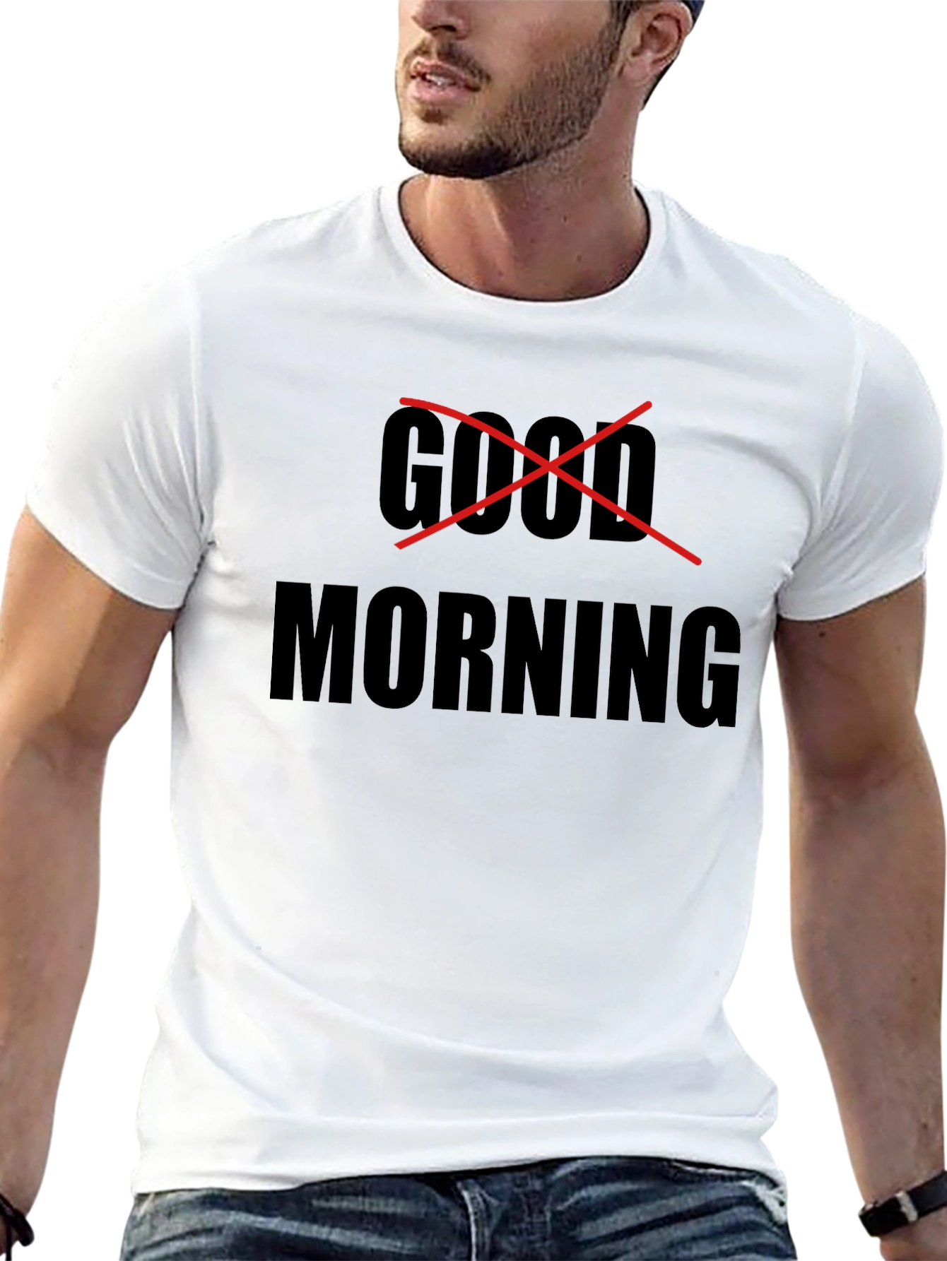 Black Good Morning Graphic Tee - Men's Black T-Shirt view 13