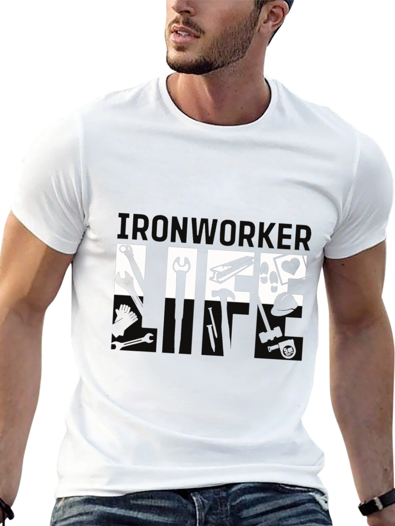 Black Ironworker Life T-Shirt - Black Graphic Tee view 13