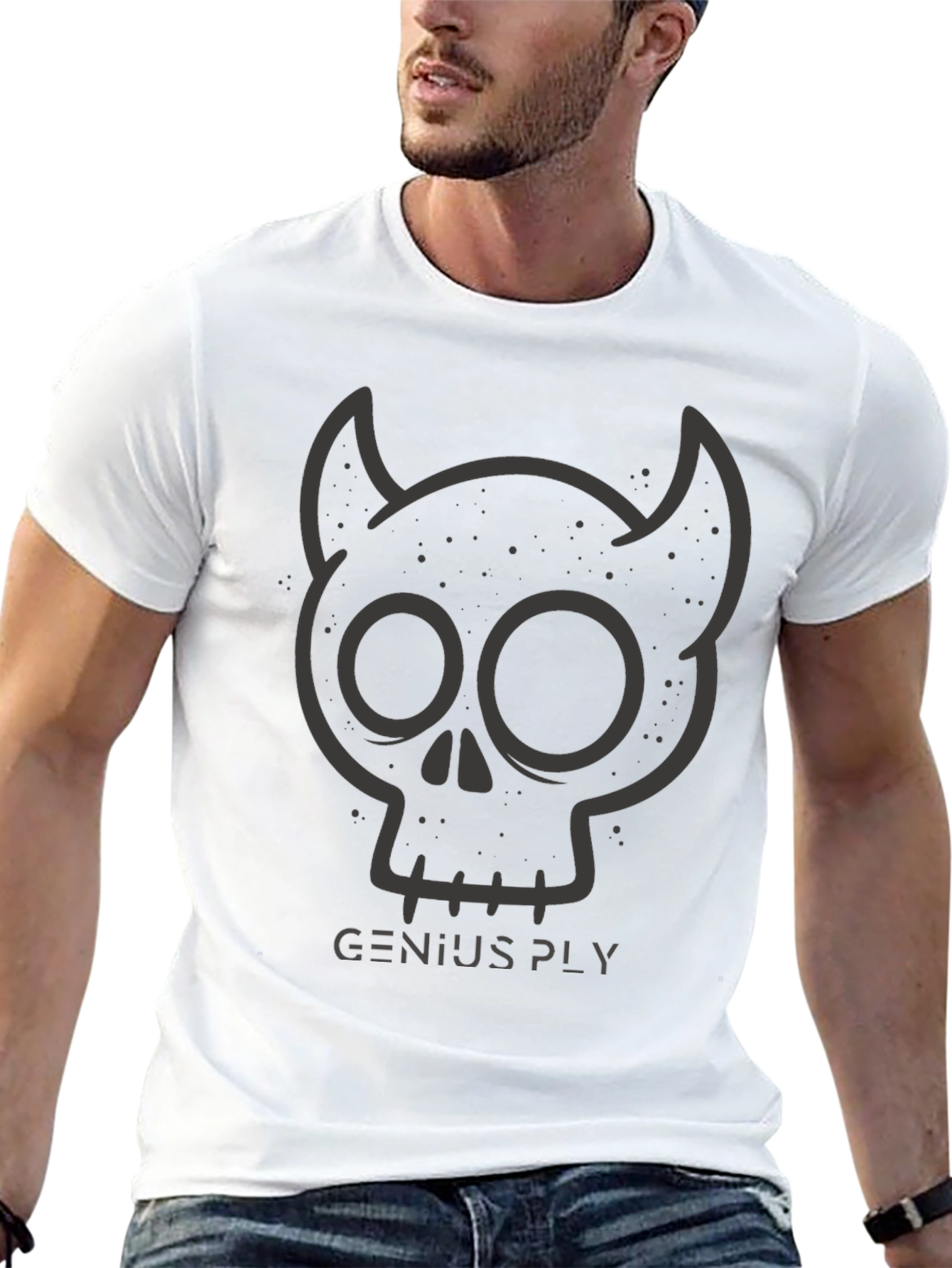 Black Genius Ply Devil Skull Graphic Tee - Men's Black T-Shirt view 13