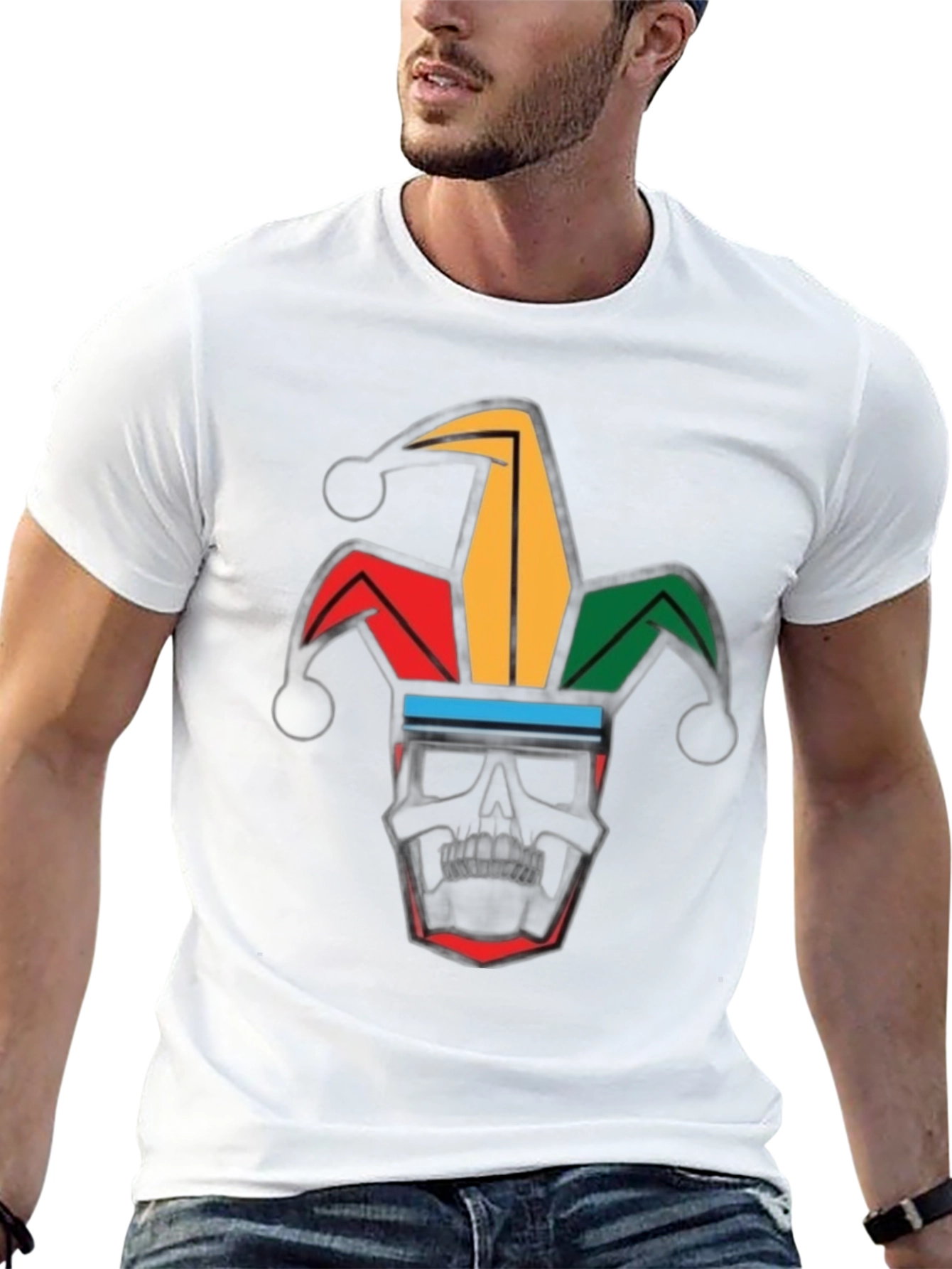 Black Jester Skull Graphic Tee - Black Cotton Shirt view 13