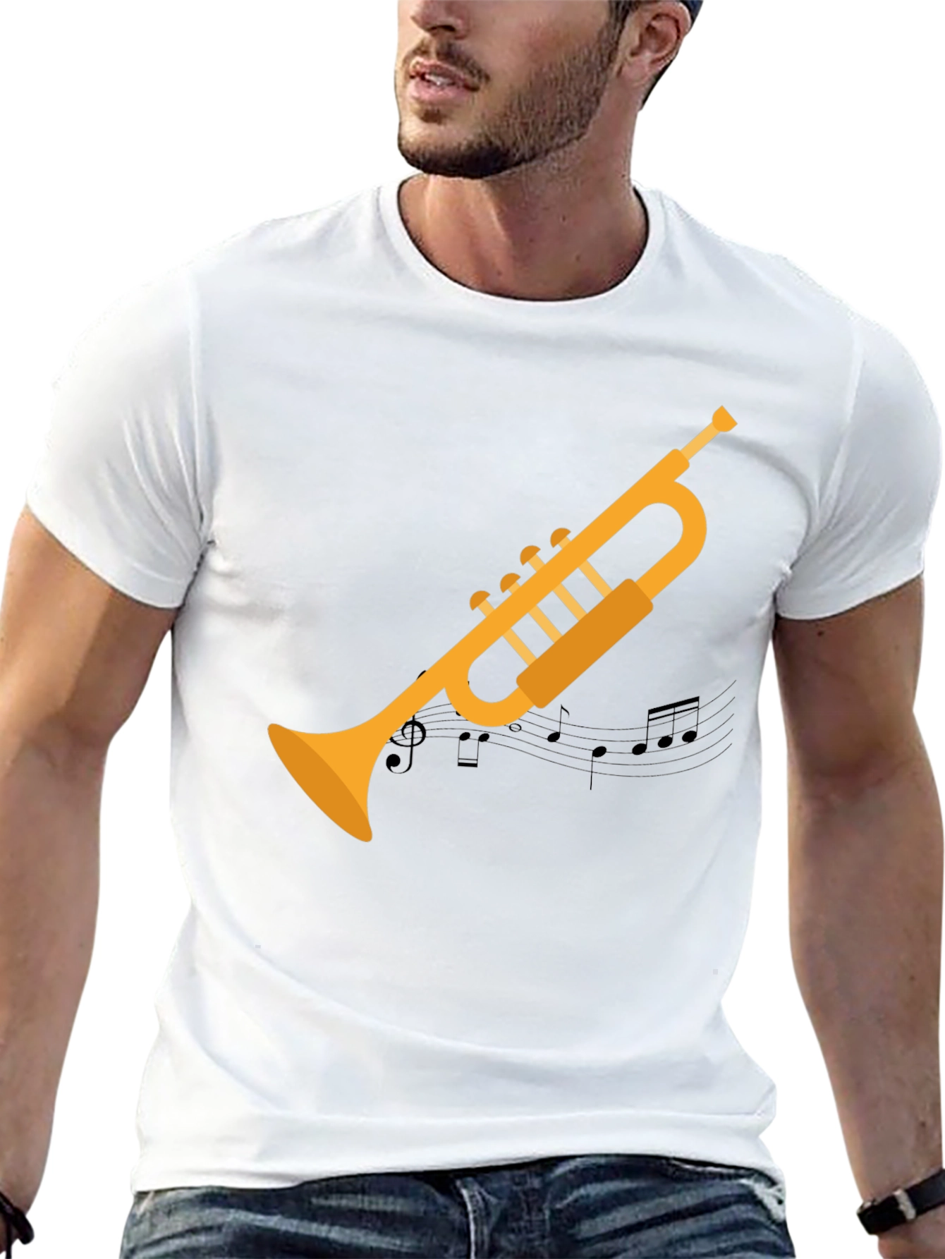 Black Trumpet Graphic Tee - Musician's Black T-Shirt view 13