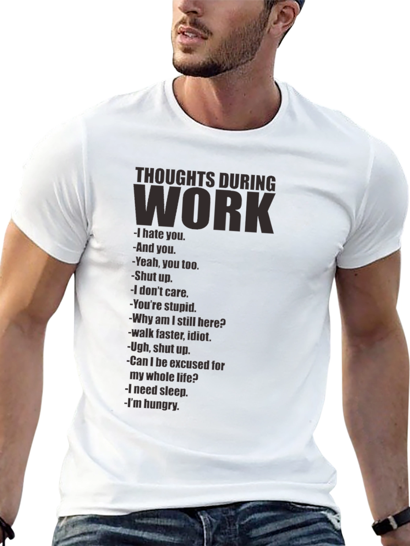 Black Thoughts During Work T-Shirt - Funny Sarcastic Tee view 13