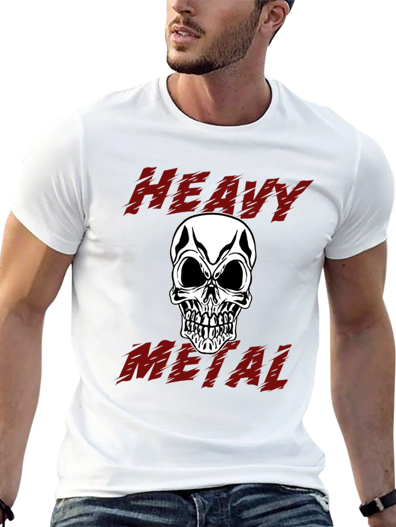 Black Heavy Metal Skull Graphic Tee - Black Cotton view 13