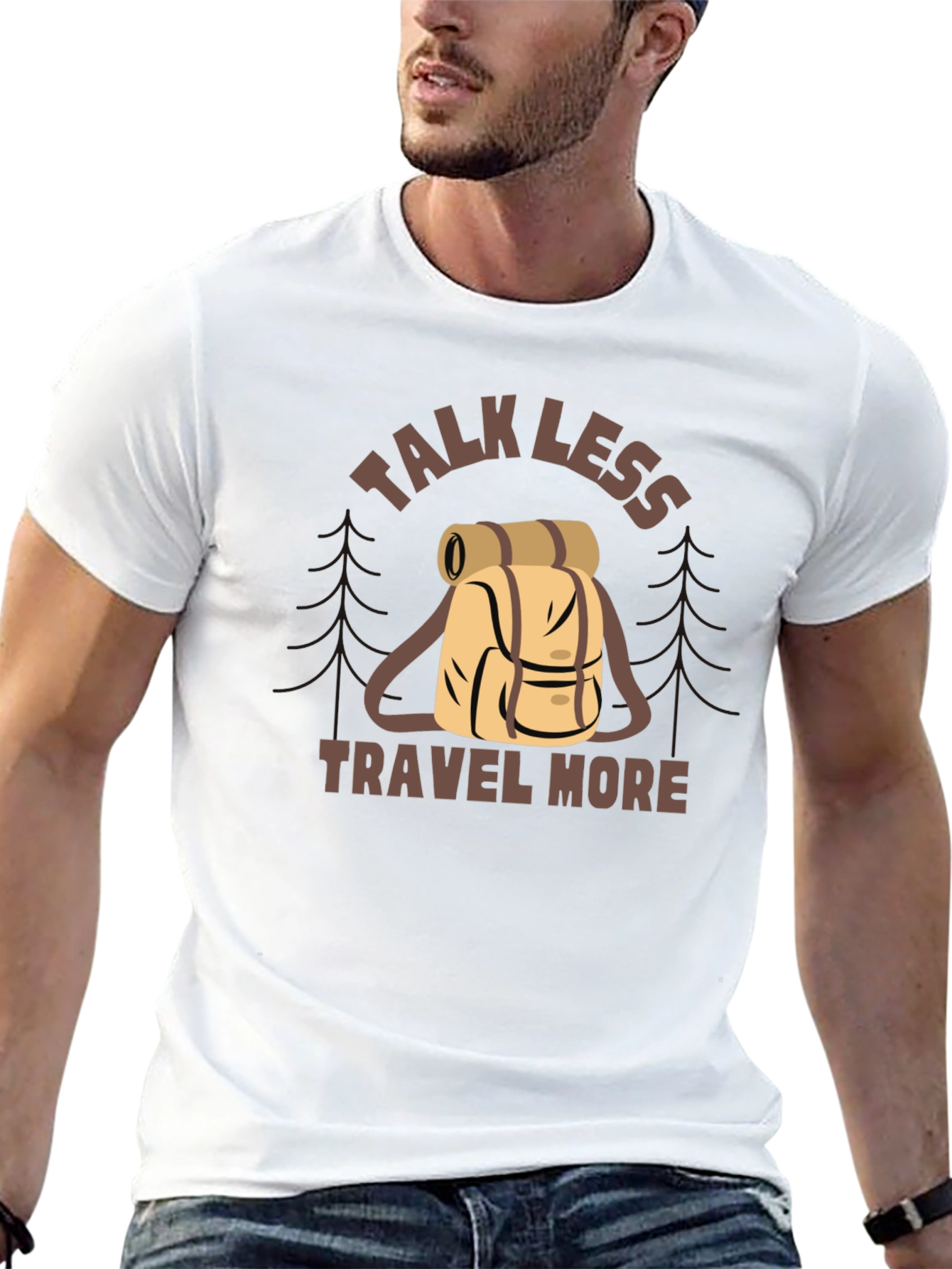 Black Talk Less Travel More Graphic Tee view 13