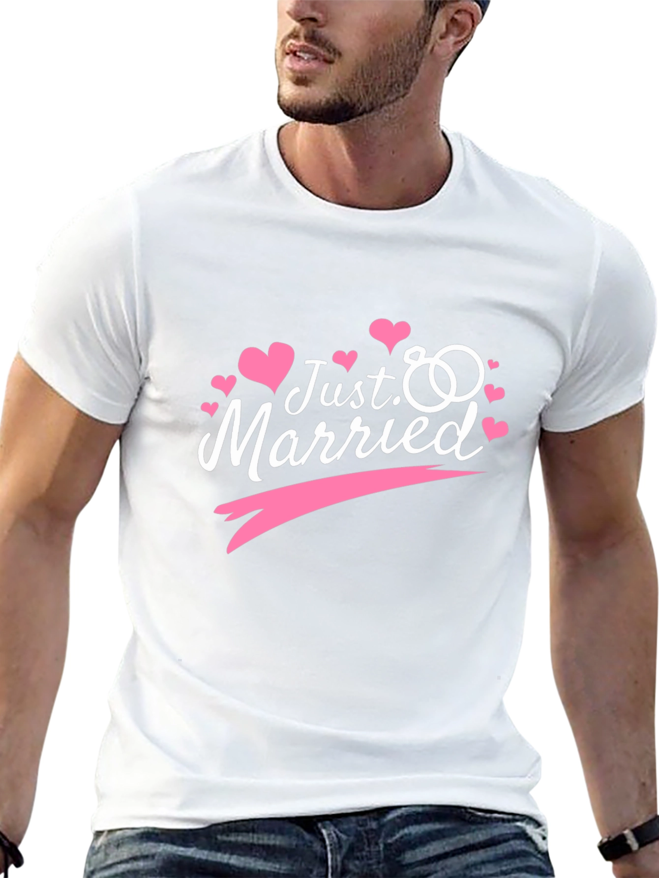 Just Married Graphic Tee - Black Wedding T-Shirt - 13