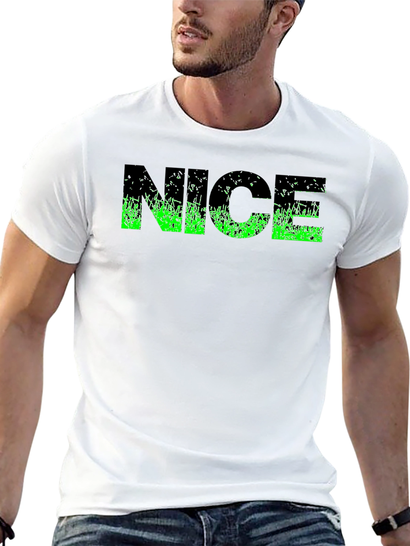 Black Cool "NICE" Graphic Black T-Shirt view 13
